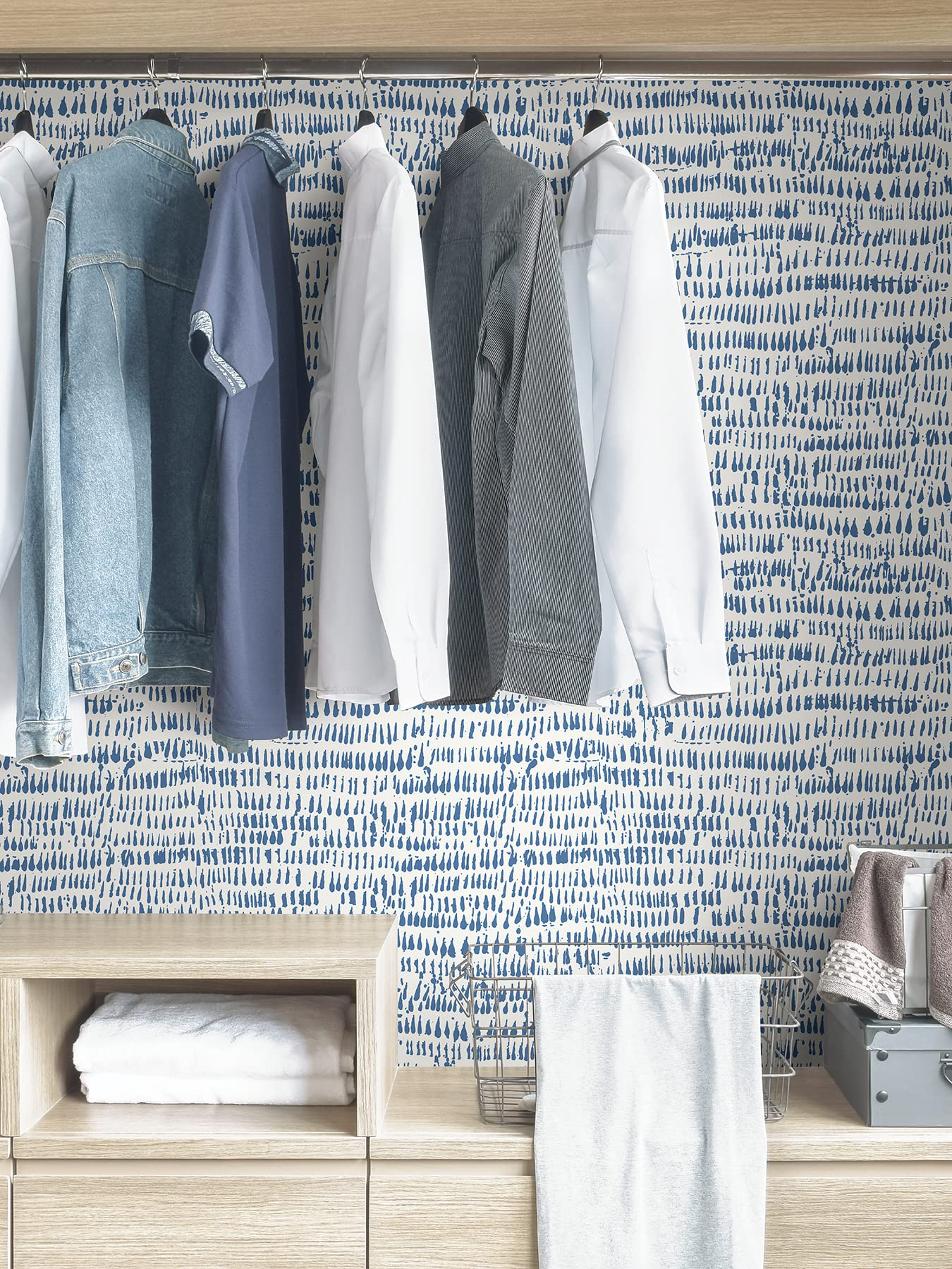 NuWallpaper Blue Kylver Peel & Stick Wallpaper - Self-Adhesive Removable Wallpaper for Bedroom, Living Room, Kitchen - Easy to Install & No Glue Needed - Waterproof & Durable Home Decor
