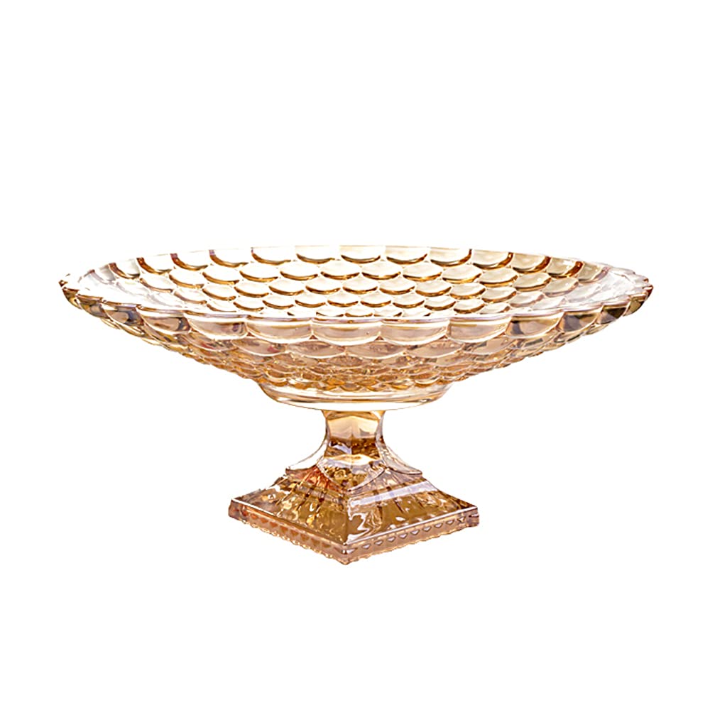 Nordic Creative Tall Fruit Plate - Modern Crystal Glass Serving Tray for Fruits, Snacks & Candy | Large 3D Relief Design Bowl | Perfect for Parties, Dining Tables & Kitchen Storage (12