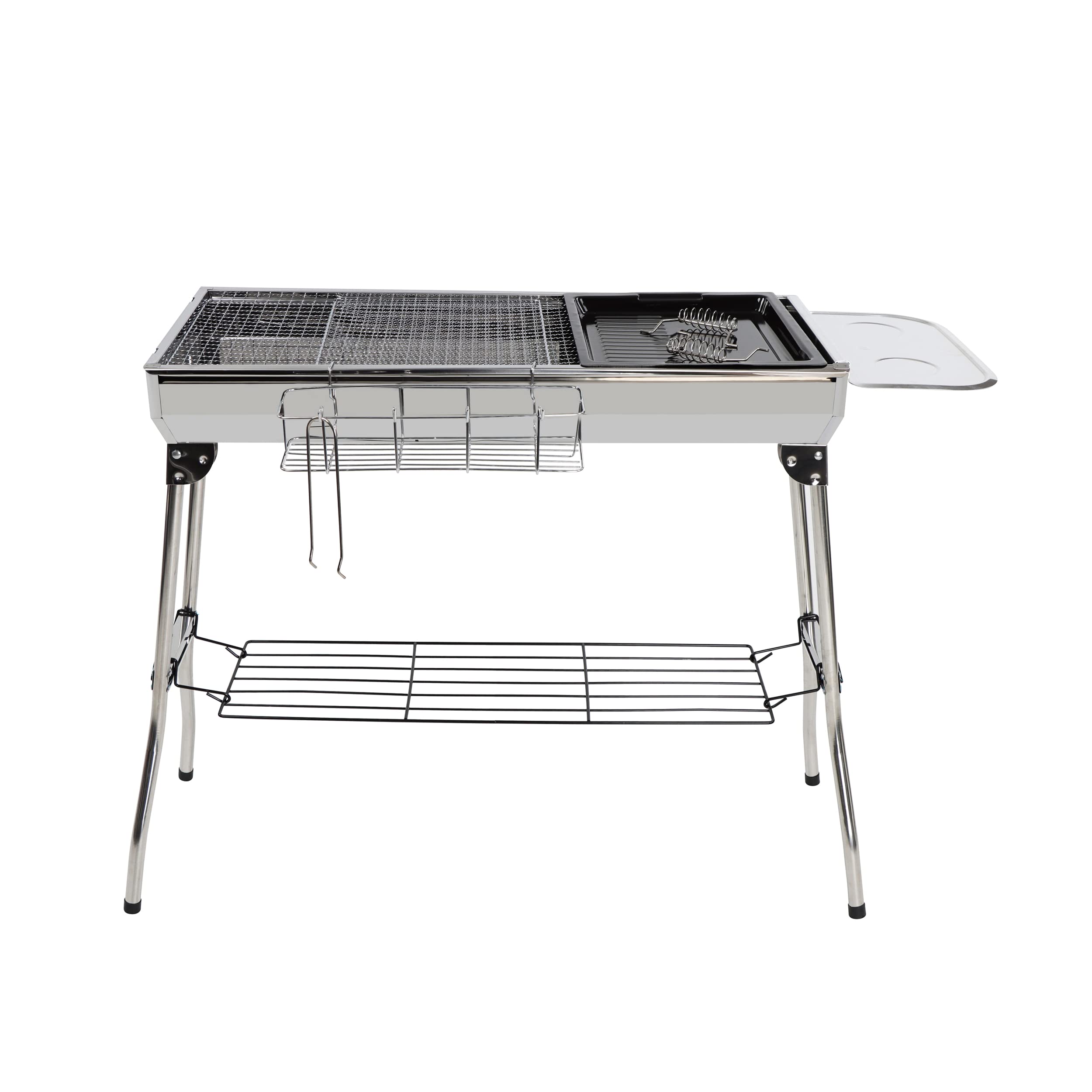 Portable Charcoal Grill for Camping & Backyard - 26.8 Inch Tall Foldable BBQ Grill with Adjustable Height for Outdoor Cooking, Picnics, Tailgating and Home Use