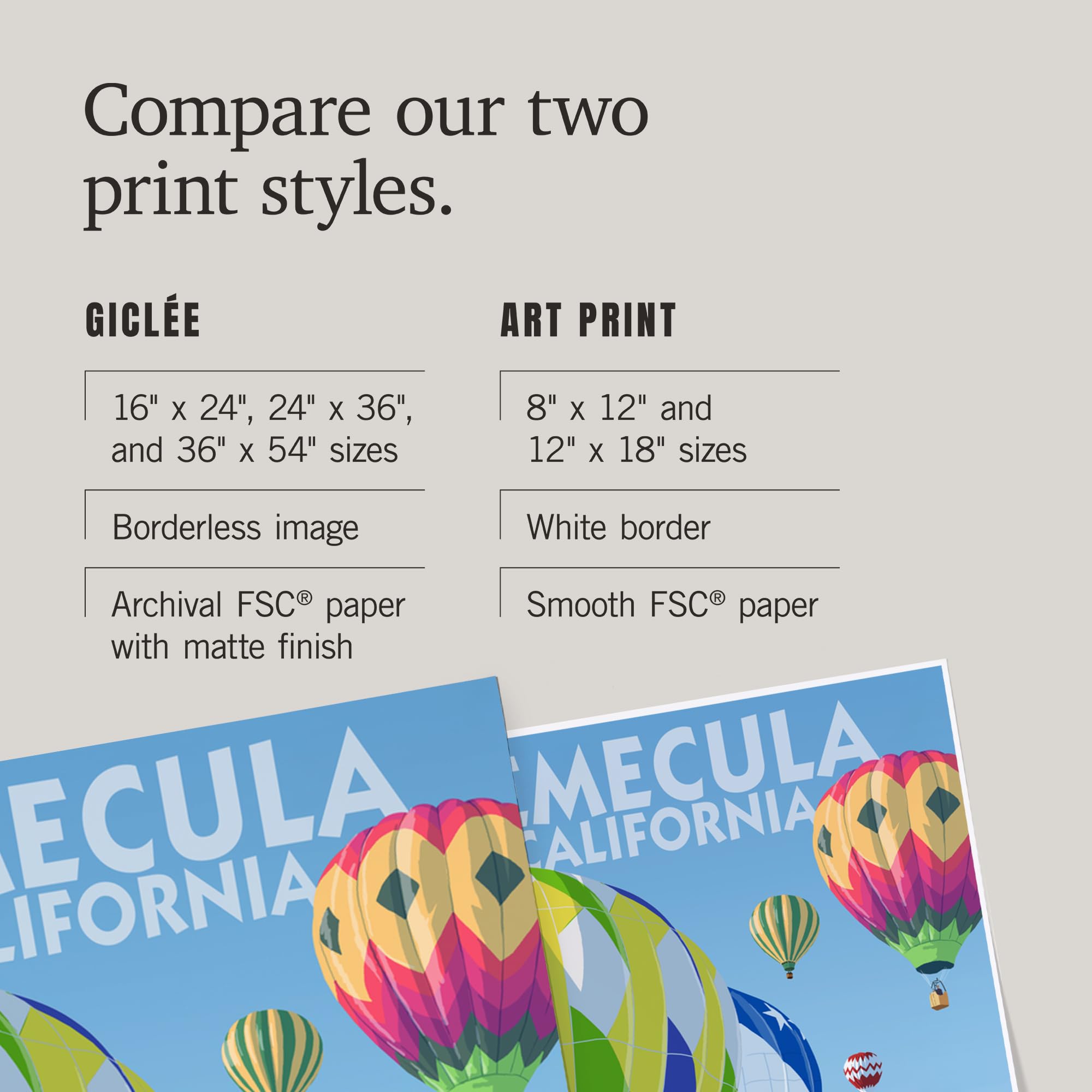 Lantern Press 16x24 Inch Giclee Art Print - Temecula California Hot Air Balloons Wall Decor - Perfect for Living Room, Bedroom & Office Decoration