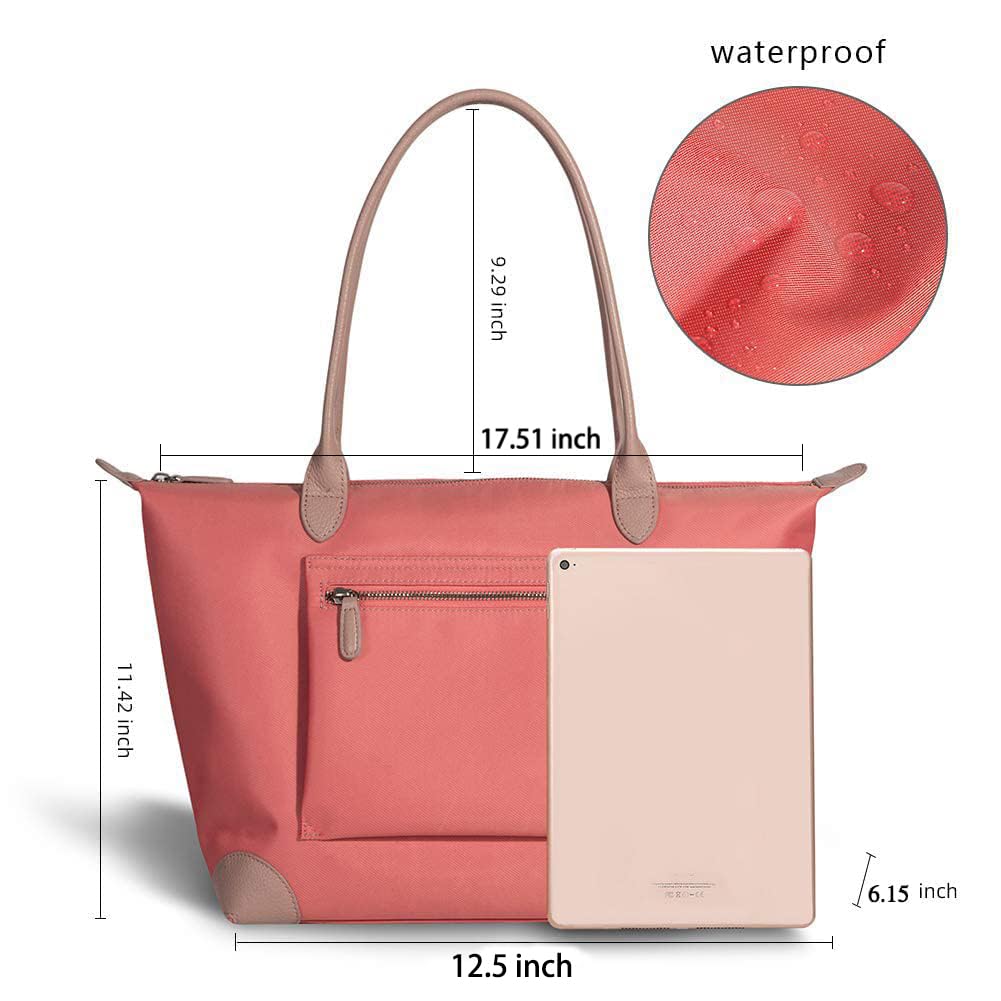 Stylish Large Lightweight Tote Bag for Women - Designer Leather & Nylon Work Shoulder Bag, Foldable Travel Purse | Perfect for Office, Commute, Shopping & Weekend Getaways