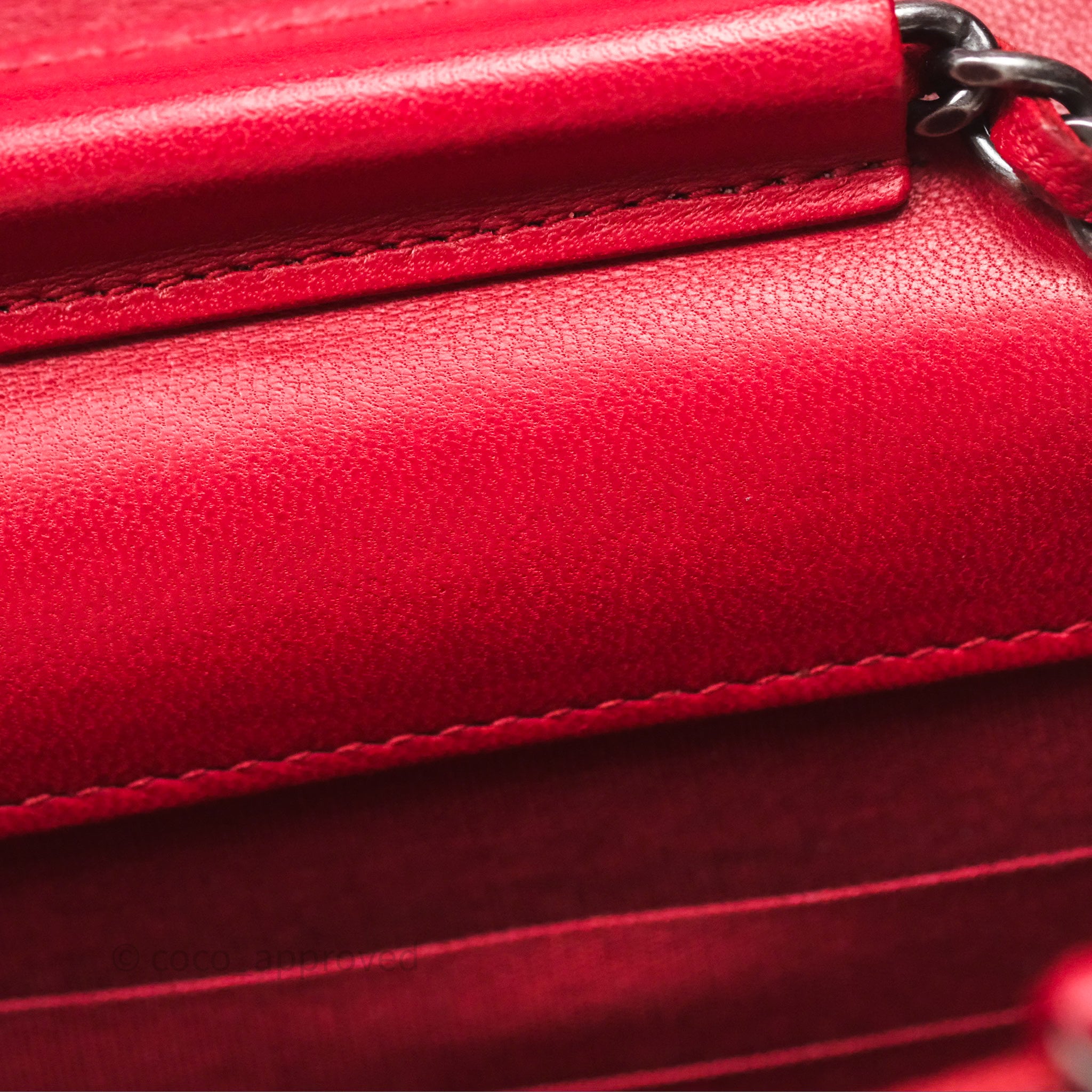Chanel Boy Wallet on Chain WOC Red Lambskin Ruthenium Hardware - Luxury Crossbody Bag for Women, Perfect for Parties, Date Nights & Evening Events