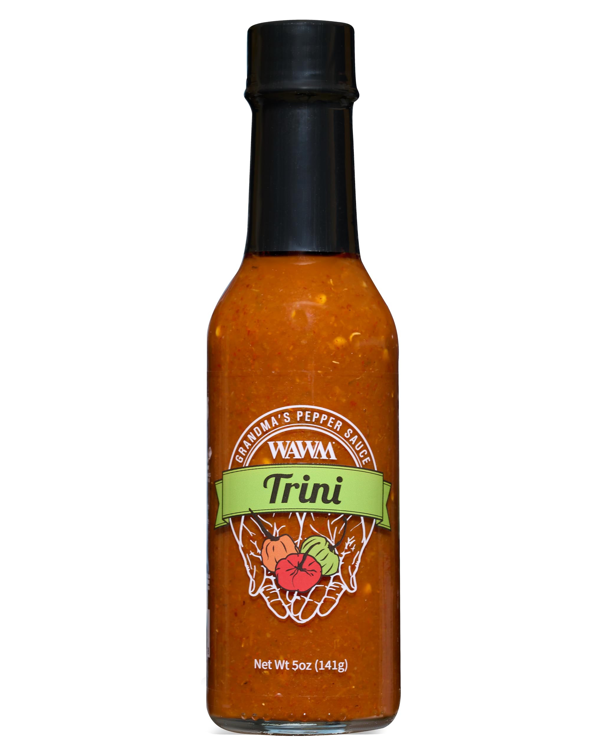 Grandma's Trini Pepper Sauce - Authentic Caribbean Hot Sauce - Vegan, Gluten-Free, Non-GMO, Low Sodium & Low Carb - 5 oz Bottle - Perfect for Tacos, Wings & Grilling - Woman, Black & Veteran Owned Business