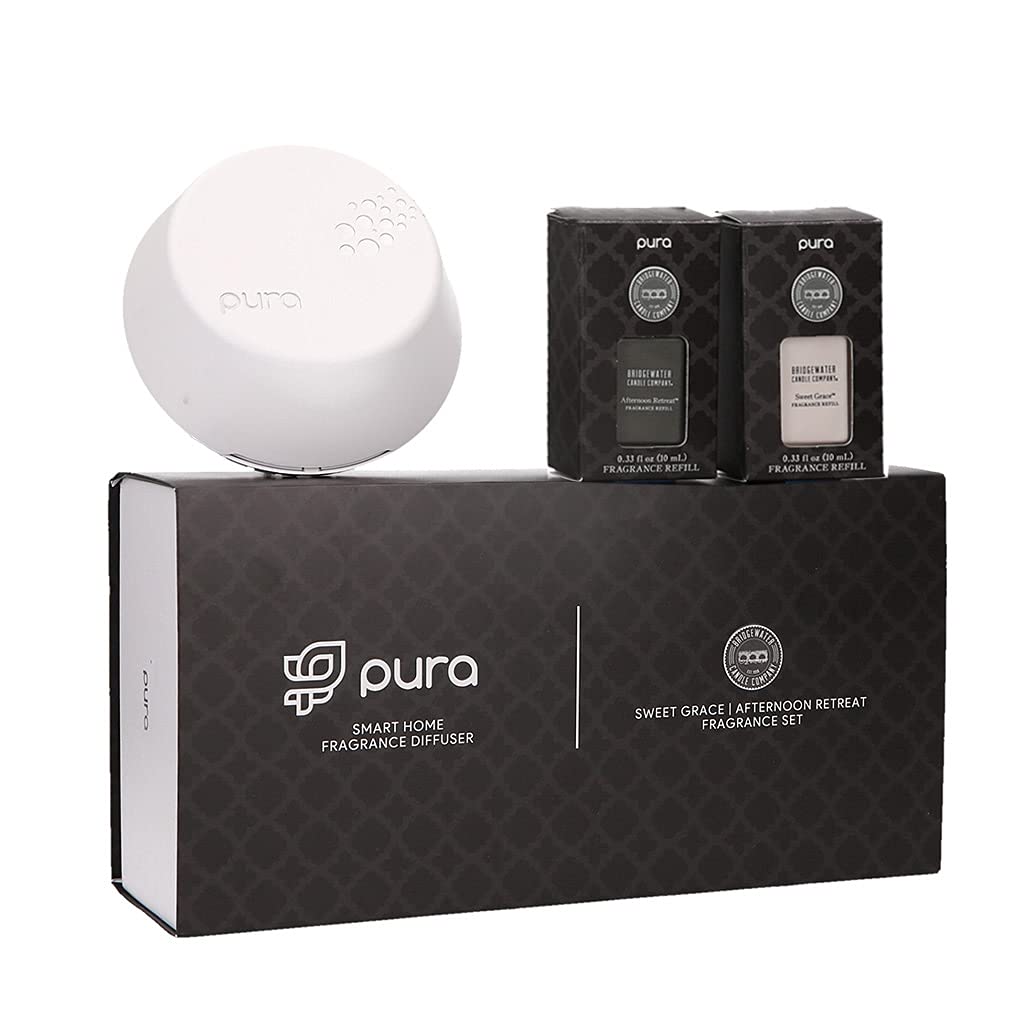 Bridgewater Candle Pura Smart Home Diffuser Set - Sweet Grace & Afternoon Retreat Scented Oil Diffuser for Home, Office, Yoga Studio | Aromatherapy, Relaxation, Stress Relief