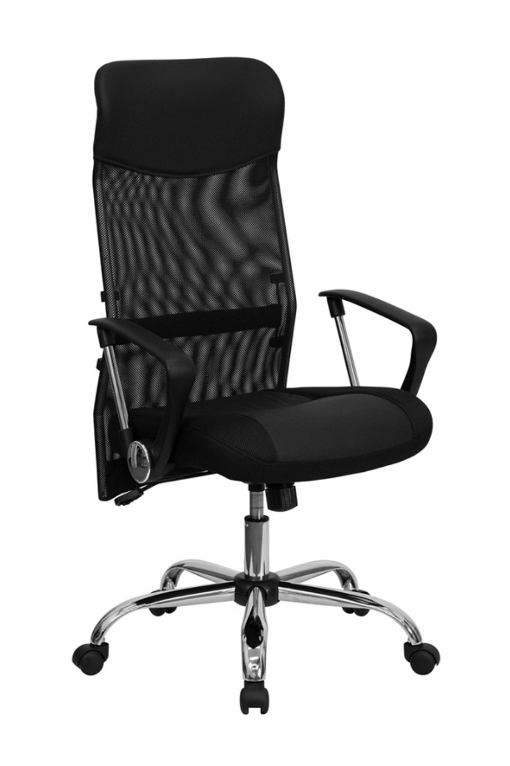 FLASH Abney High Back Black Leather & Mesh Swivel Task Office Chair with Adjustable Arms - Ergonomic Desk Chair for Home Office, Gaming & Workspace Comfort