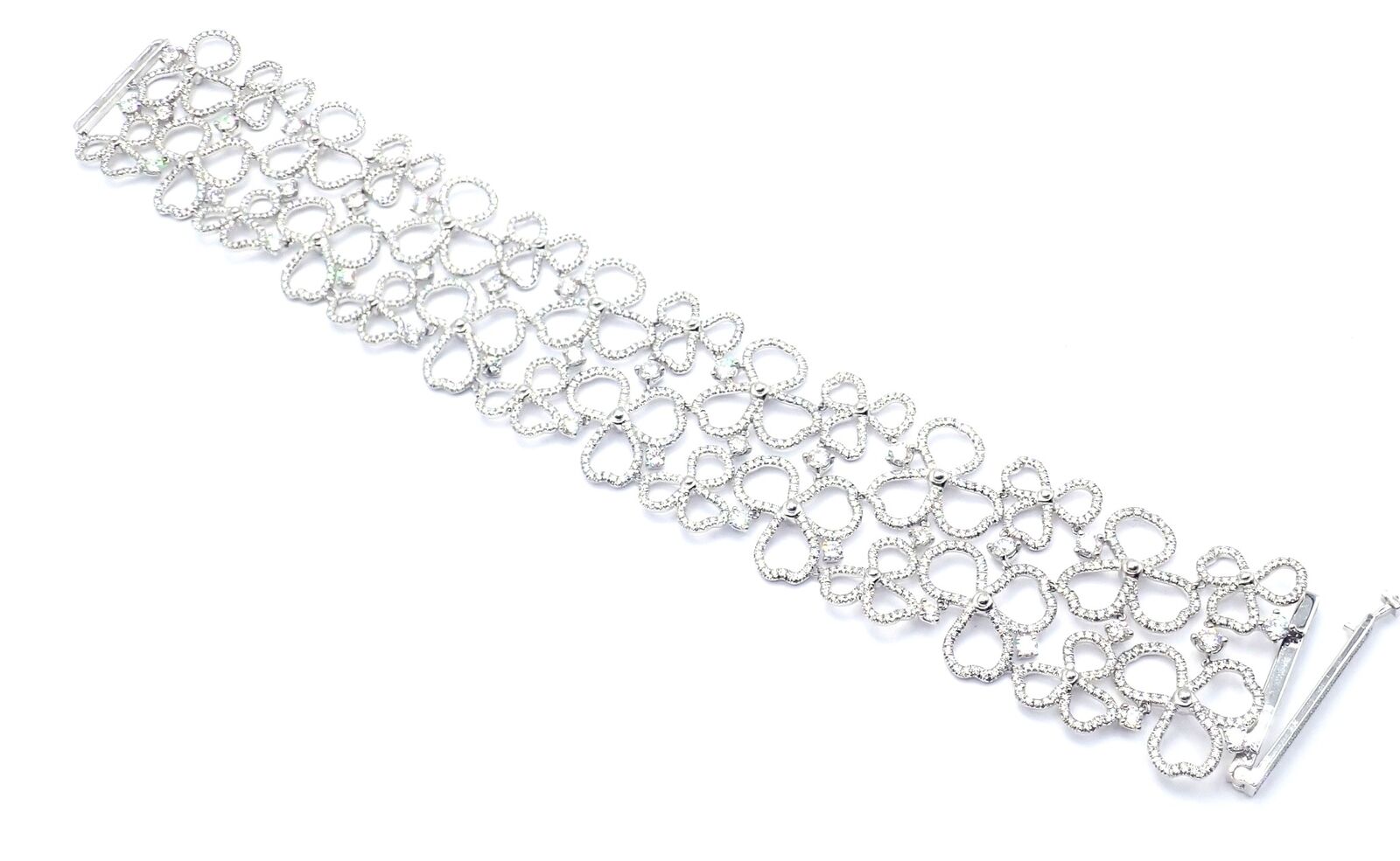 Authentic Tiffany & Co Paper Flowers Platinum Diamond Wide Bracelet - Elegant Jewelry for Weddings, Anniversaries & Special Occasions