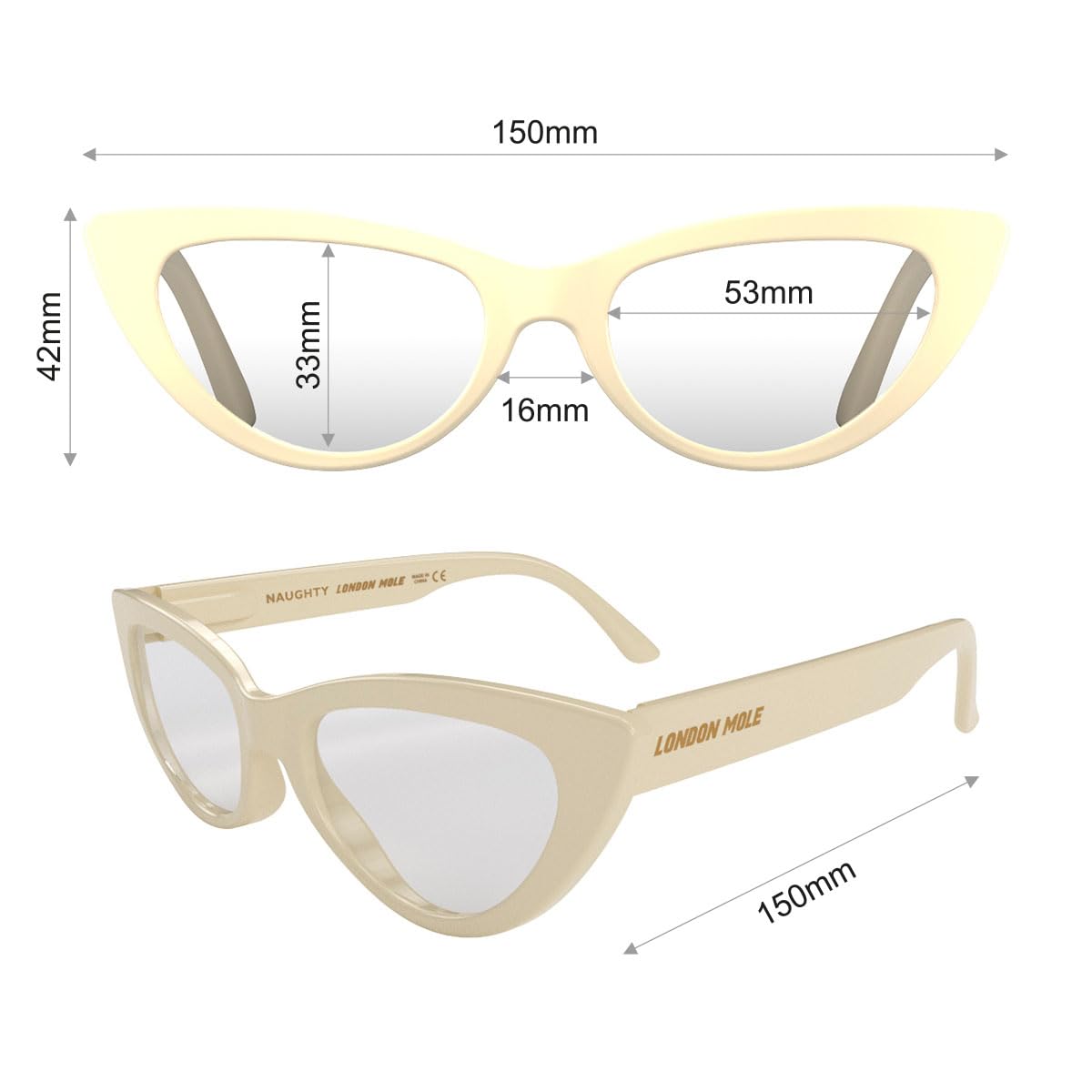 London Mole Cat Eye Reading Glasses for Women - Stylish Designer Readers with Fun Naughty Print - Perfect for Reading, Office, and Fashion Accessories