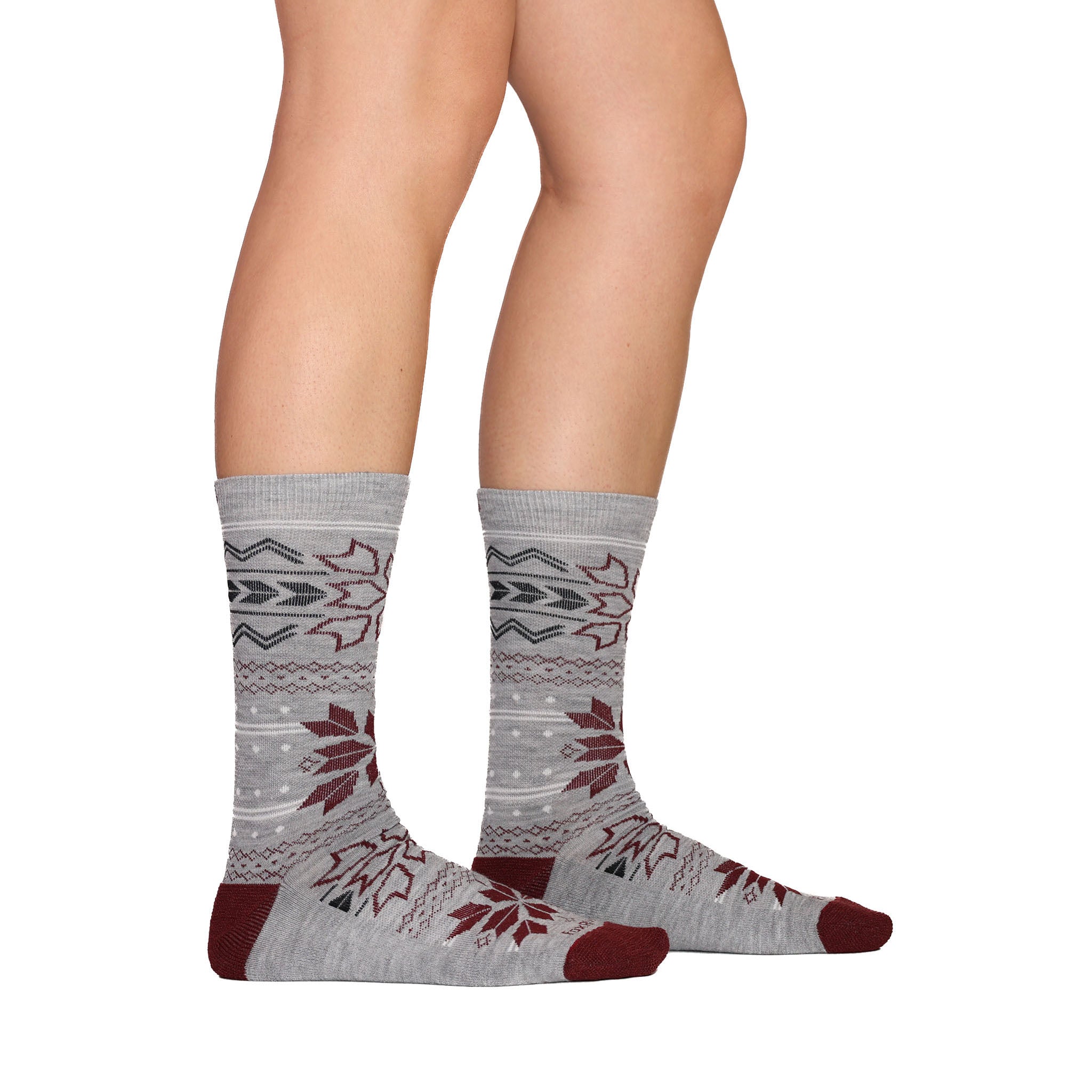 Fair Isle Medium Weight Crew Hiking Socks for Men & Women - Warm Wool Blend Trekking Socks for Outdoor Adventures, Camping, and Winter Hiking