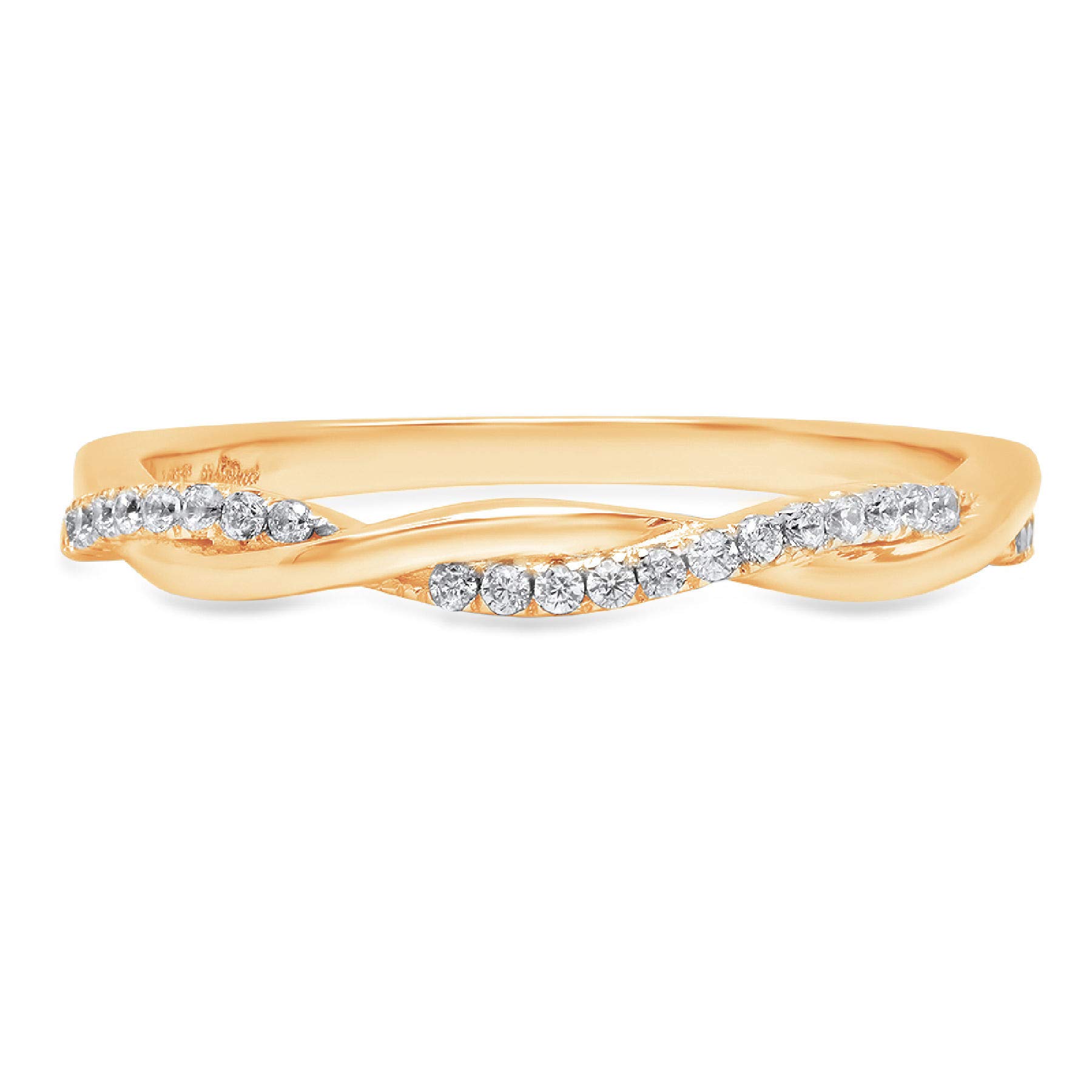 0.16 Carat Round Brilliant Cut Natural Diamond Ring - VS1-VS2 Clarity, J-K Color, 18K Solid Yellow Gold - Stackable Engagement, Wedding, Promise Band - Art Deco Design for Women - Perfect for Everyday Wear, Anniversary Gifts & Bridal Jewelry