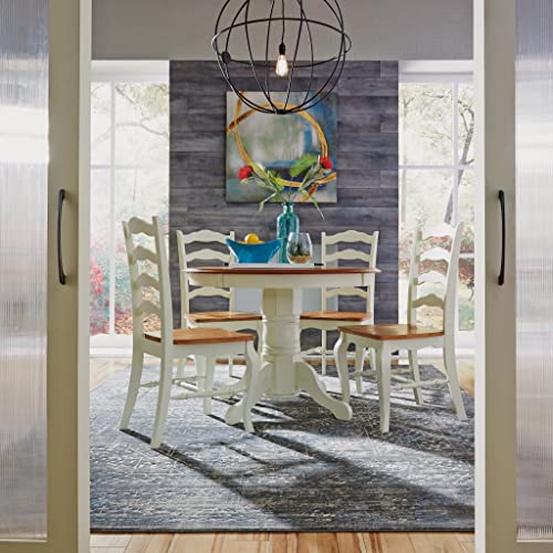 French Countryside Oak/White 42-Inch Round Pedestal Dining Table Set with 4 Chairs by Home Styles - Perfect for Farmhouse Kitchen, Dining Room & Small Space Gatherings