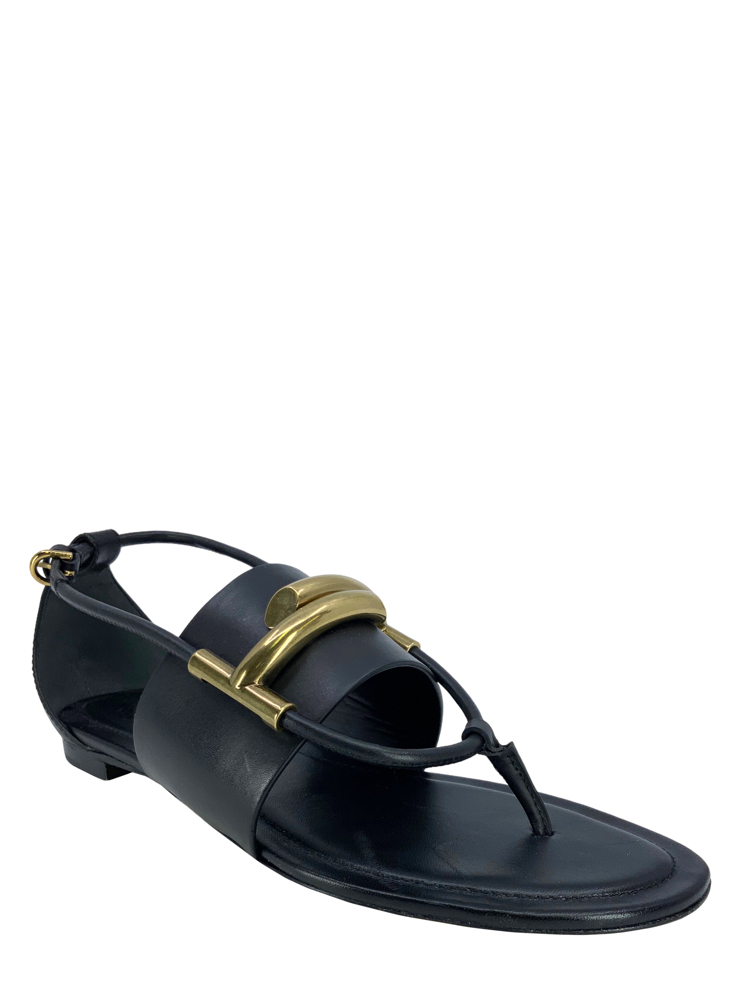 TOD'S Doppia Leather T Logo Thong Sandals for Women - Size 7.5 US - Comfortable Summer Flip Flops for Beach, Pool & Casual Outings