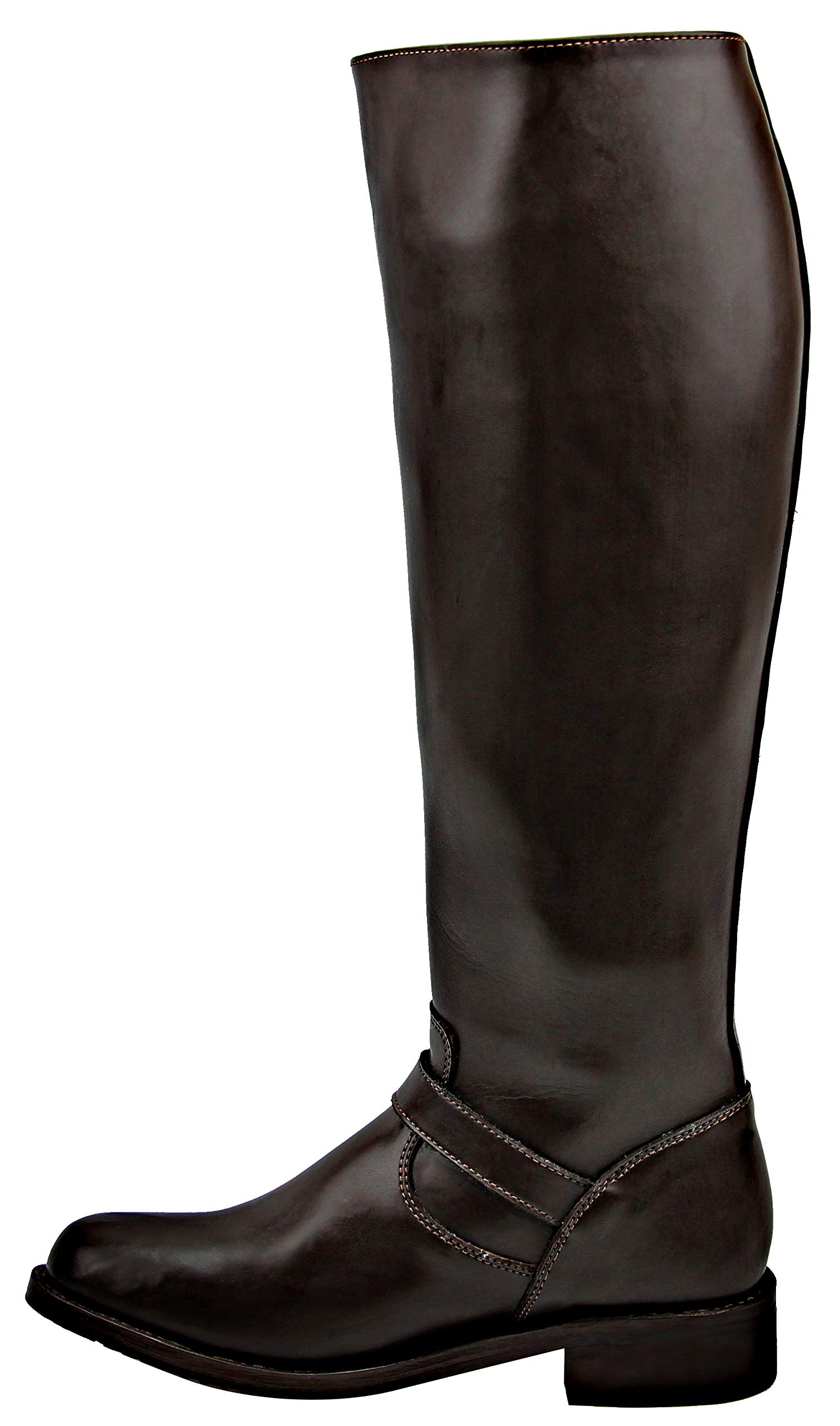 Raven Men's Motorcycle Leather Riding Boots - Highway Police Engineer Trooper Patrol Tall Boots in Brown | Perfect for Motorcycle Riding, Police Duty & Outdoor Work