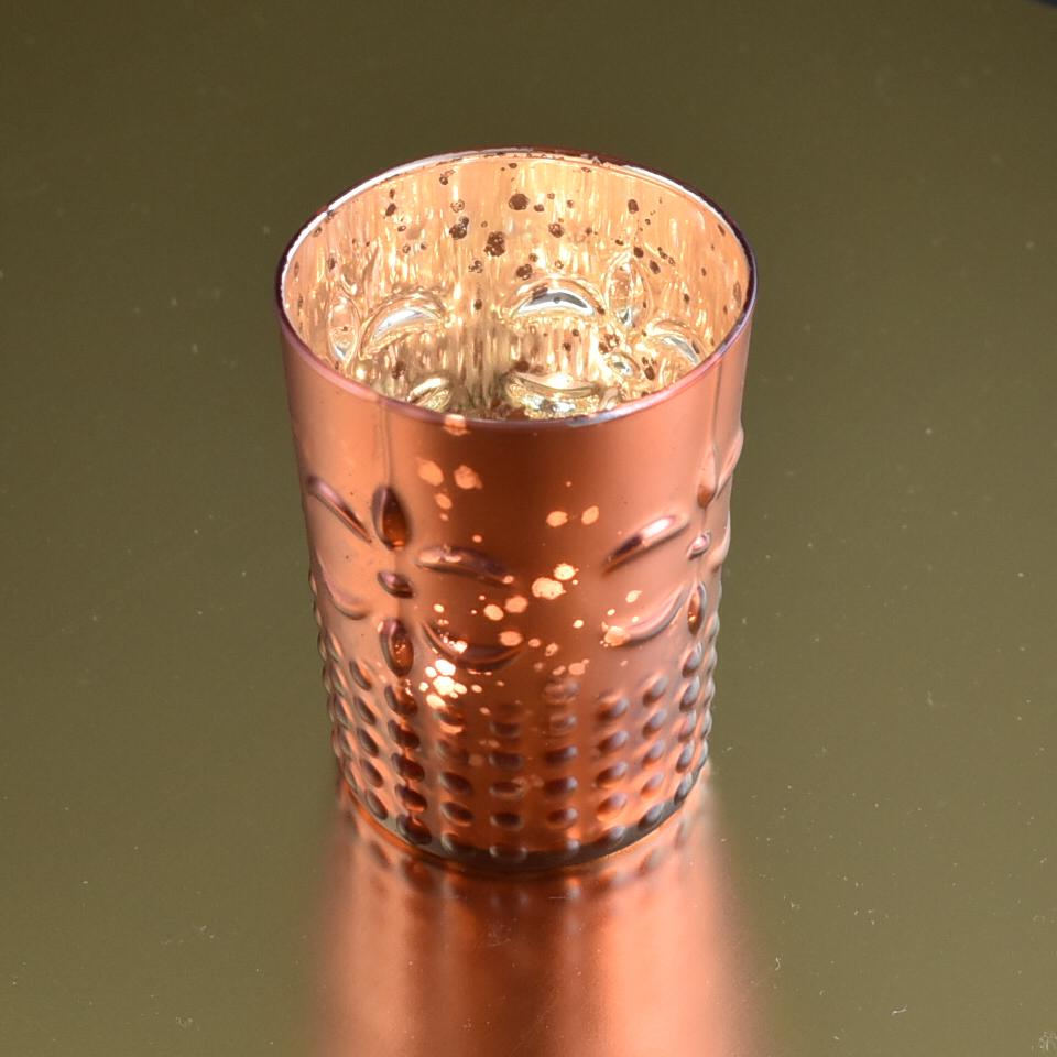 6 Pack Rustic Copper Red Mercury Glass Tealight Candle Holders - Elegant Votive Candle Holders for Home Decor, Wedding Centerpieces & Party Decorations - Perfect for Romantic Dinners, Holiday Tablescapes & Cozy Ambiance