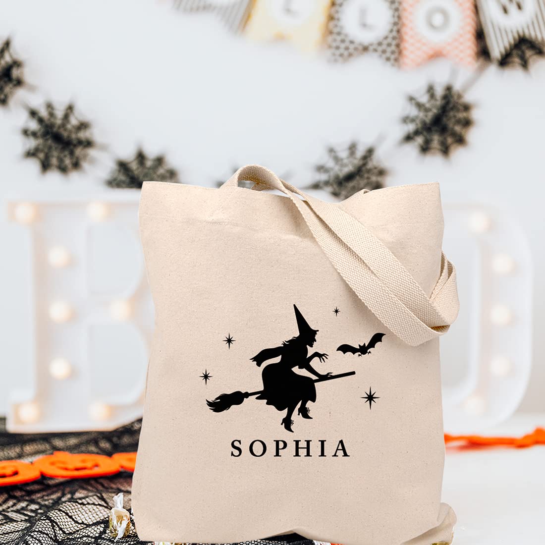 Personalized Halloween Tote Bags - Custom Canvas Trick or Treat Bags with Handles for Kids | Reusable Halloween Party Favors, School Events & Neighborhood Trick-or-Treating