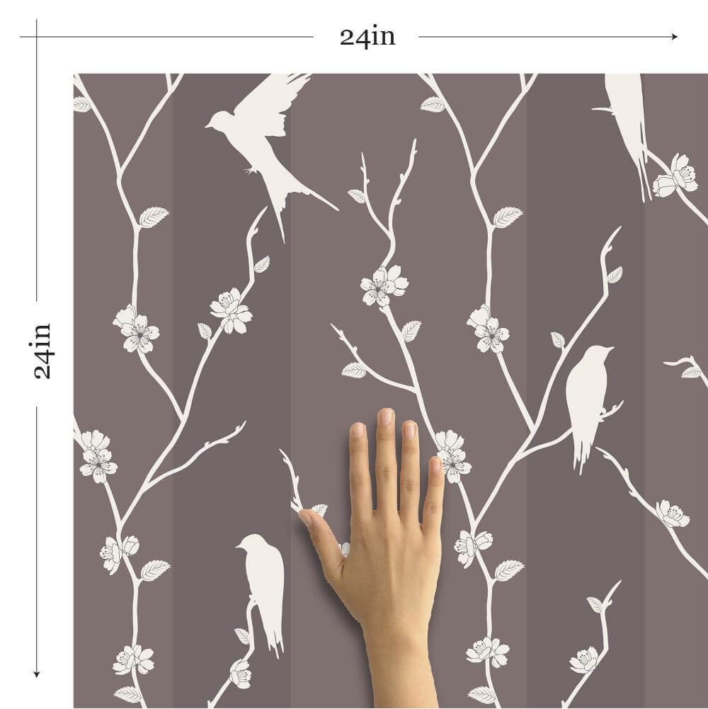Lavender Floral Animal Print Peel and Stick Removable Wallpaper - Self-Adhesive Decorative Wall Covering for Nursery, Bedroom, Living Room & Office Decor