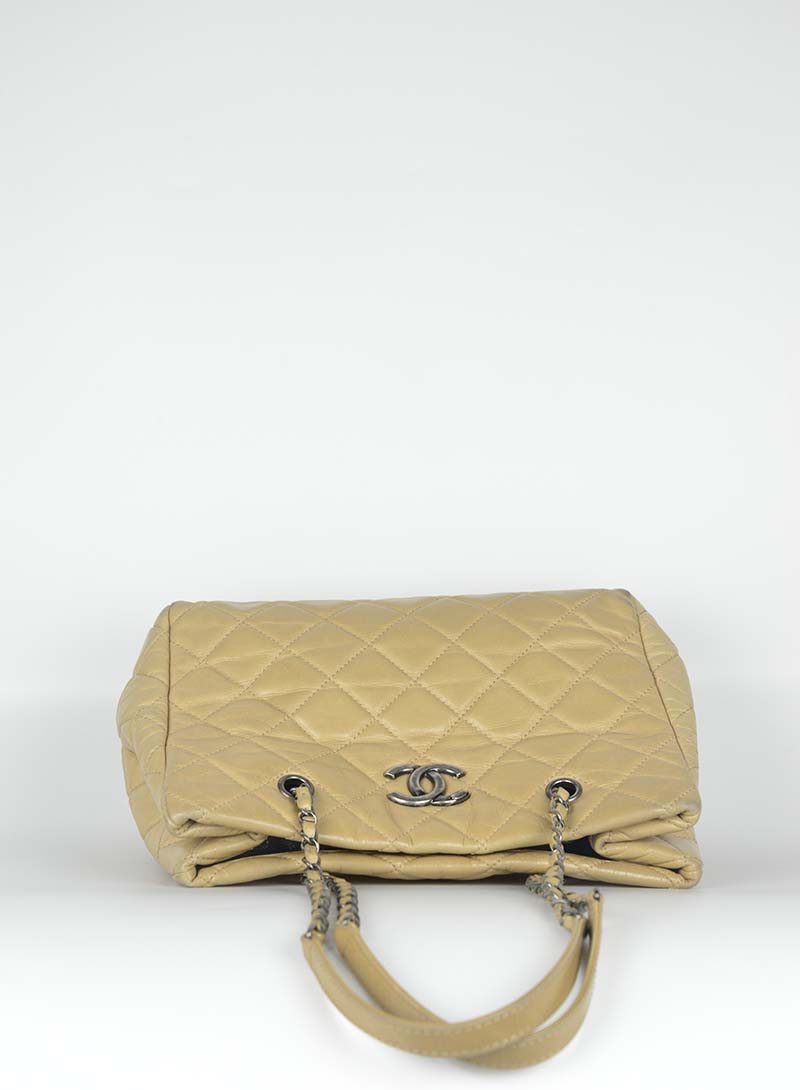 Chanel Matelassé Leather Beige Shopping Tote Bag - Luxury Designer Handbag for Women, Perfect for Work, Travel & Everyday Use