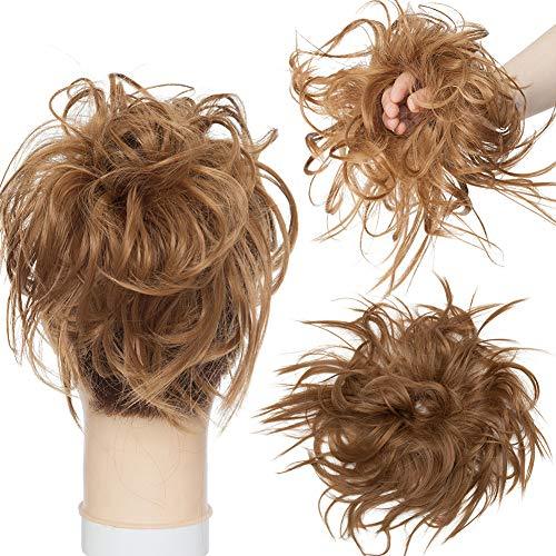 Tousled Wavy Hairpiece Bun Scrunchie Hair Wrap - Perfect for Women's Updo Hairstyles, Casual & Formal Events, and Everyday Wear