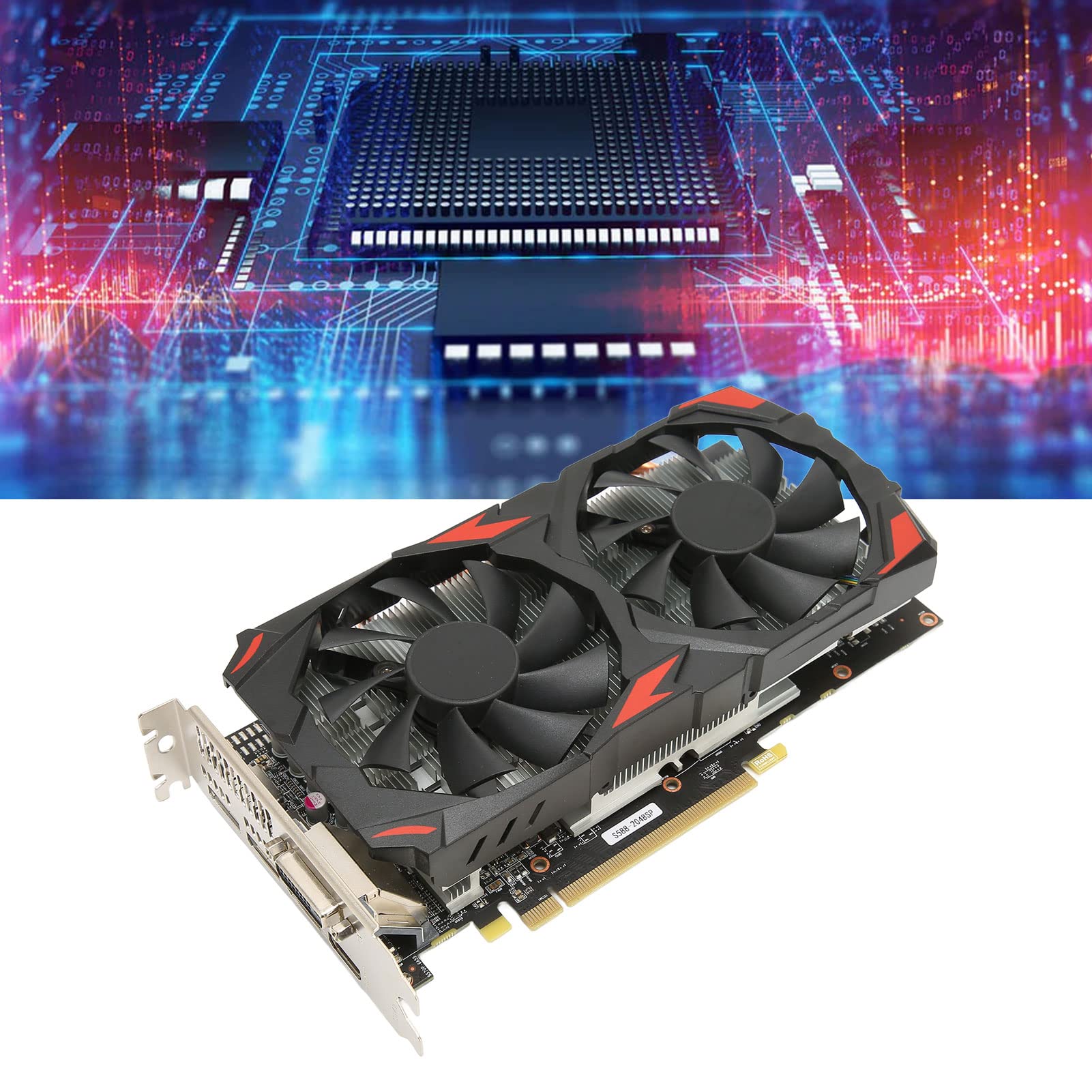 Yctze RX580 8GB GDDR5 256Bit PCIe 3.0 Gaming Graphics Card with Dual Cooling Fans - 3x DisplayPort/HDMI/DVI, 4K 60Hz Output - Perfect for PC Gaming, Video Editing & Crypto Mining