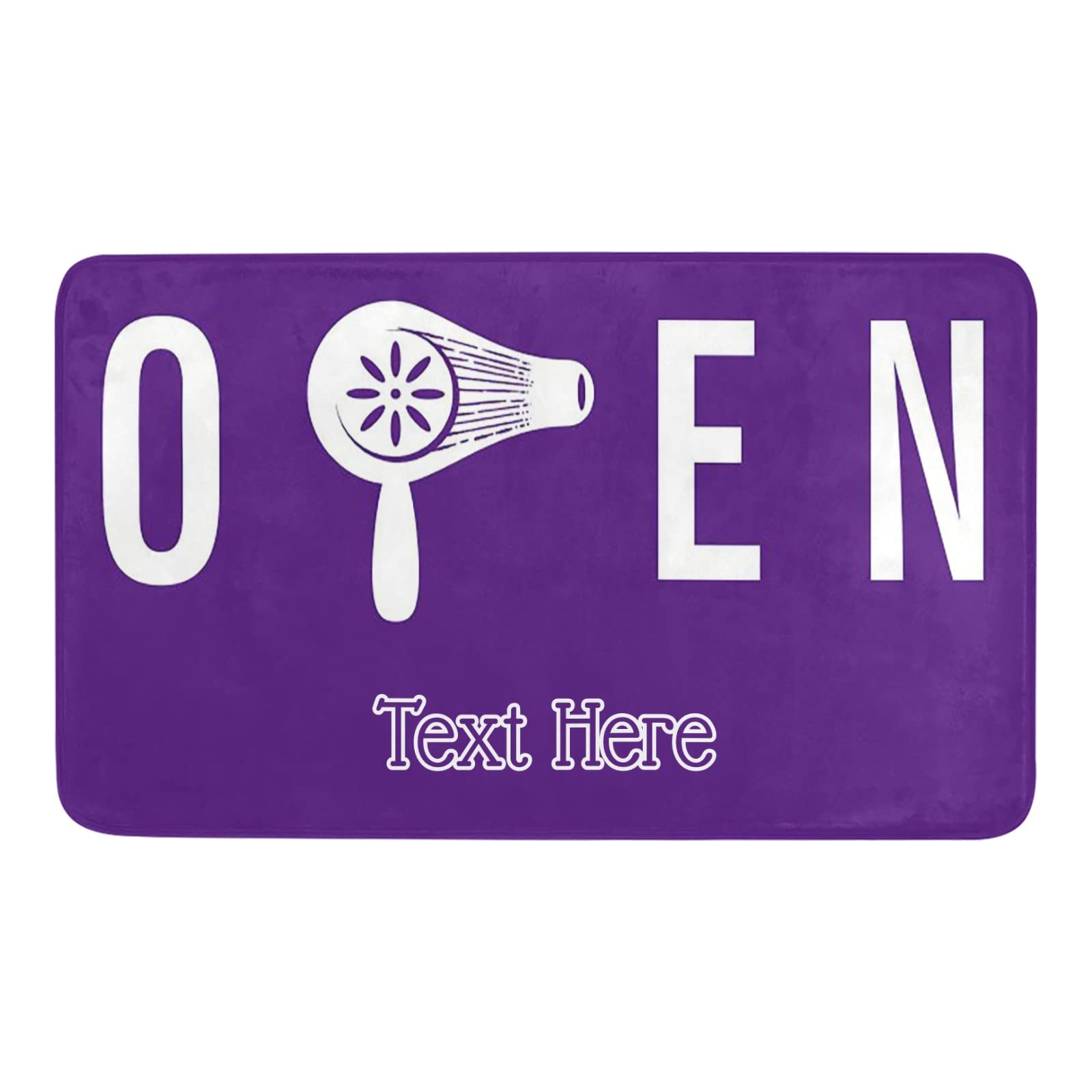 Custom Personalized Hair Salon Doormat - Purple Non-Slip Entrance Rug with Name for Indoor/Outdoor Use - 23.6x15.7 Inch Decorative Welcome Mat for Salon, Home, Garden & Kitchen