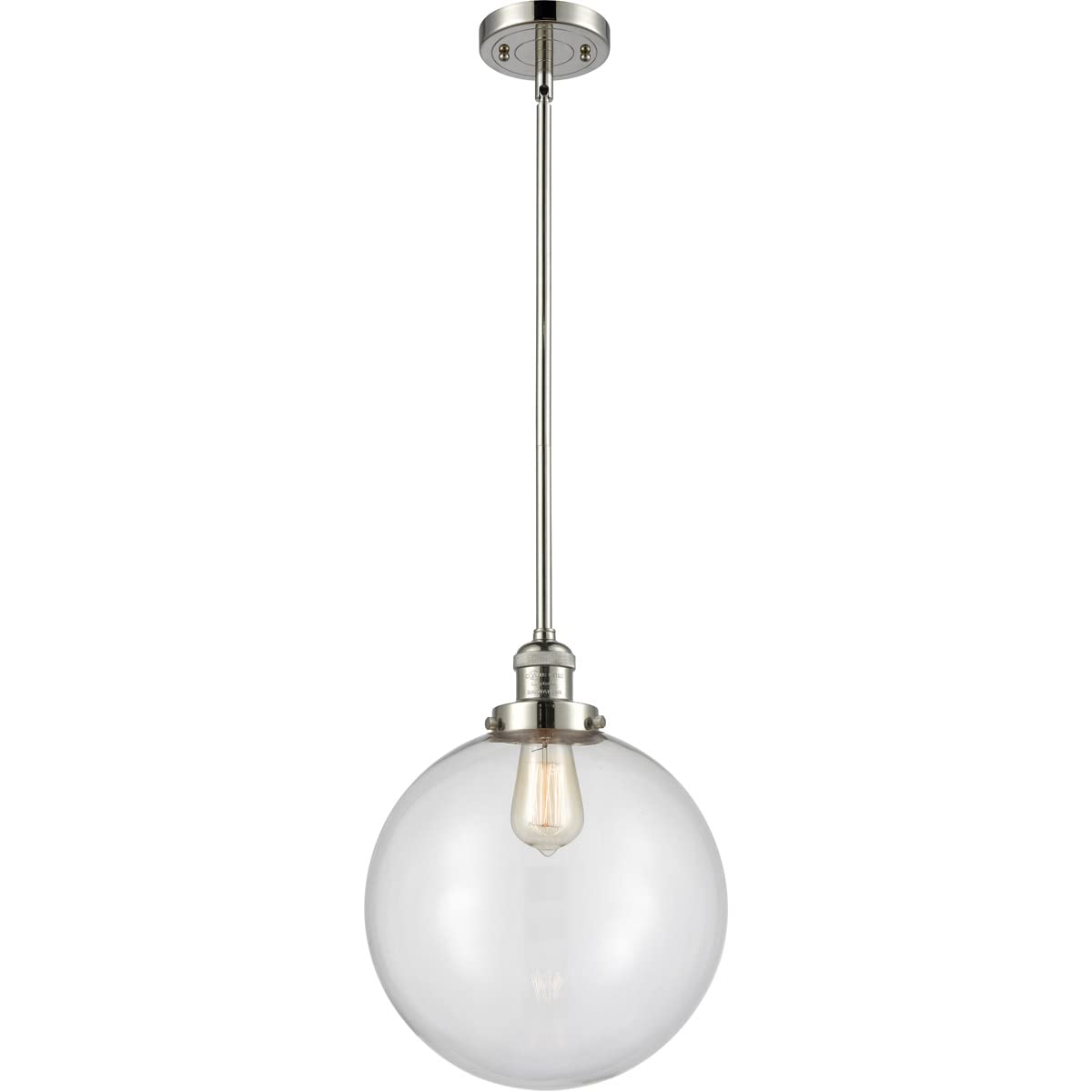 201S-PN-G202-12 LED Bare Bulb 1 Light Cord Set in Polished Nickel - Perfect for Pendant Lighting, Kitchen Island, Dining Room & Modern Home Decor