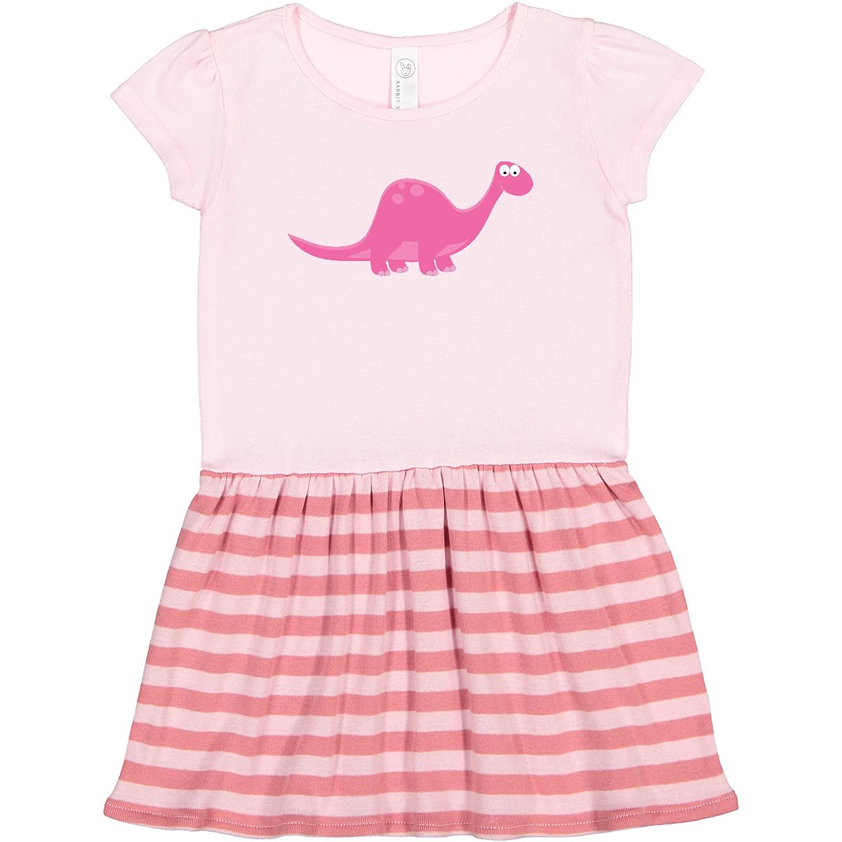 Inktastic Pink Dinosaur Toddler Dress - Cute Dino Print Girls Outfit for Birthday, Playdate & Preschool | Soft Cotton Kids Clothing