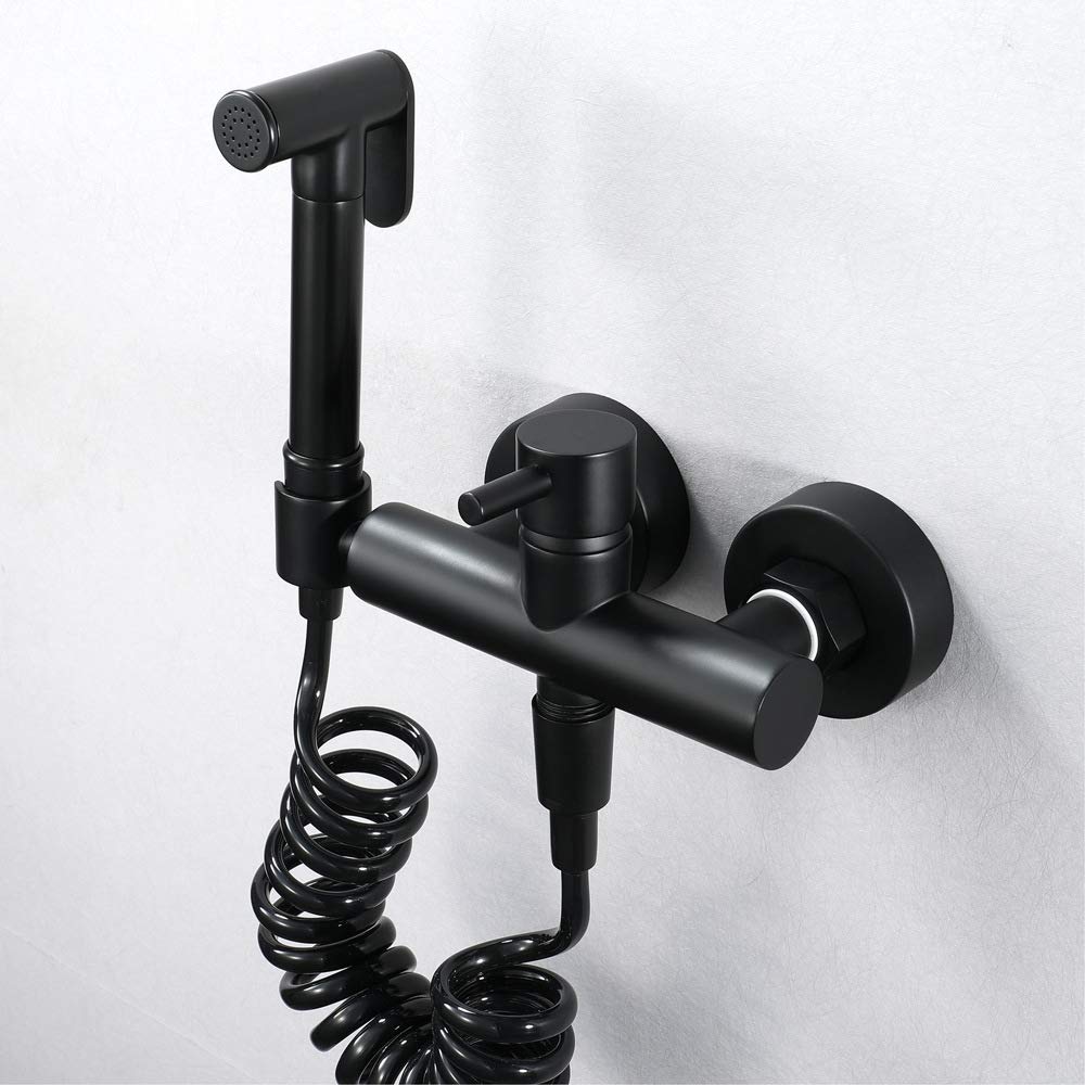 Brass Handheld Bidet Sprayer Set - Black Bidet Sprayer for Toilet, Bidet Mixer Tap for Bathroom | Perfect for Modern Bathroom Upgrades & Hygienic Cleaning