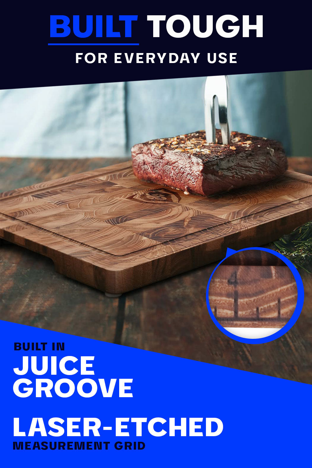 Premium Teak Wood Cutting Board - Medium Size 12x8 Inch - Dalstrong © - Perfect for Kitchen Prep, Charcuterie Boards & Serving Dishes