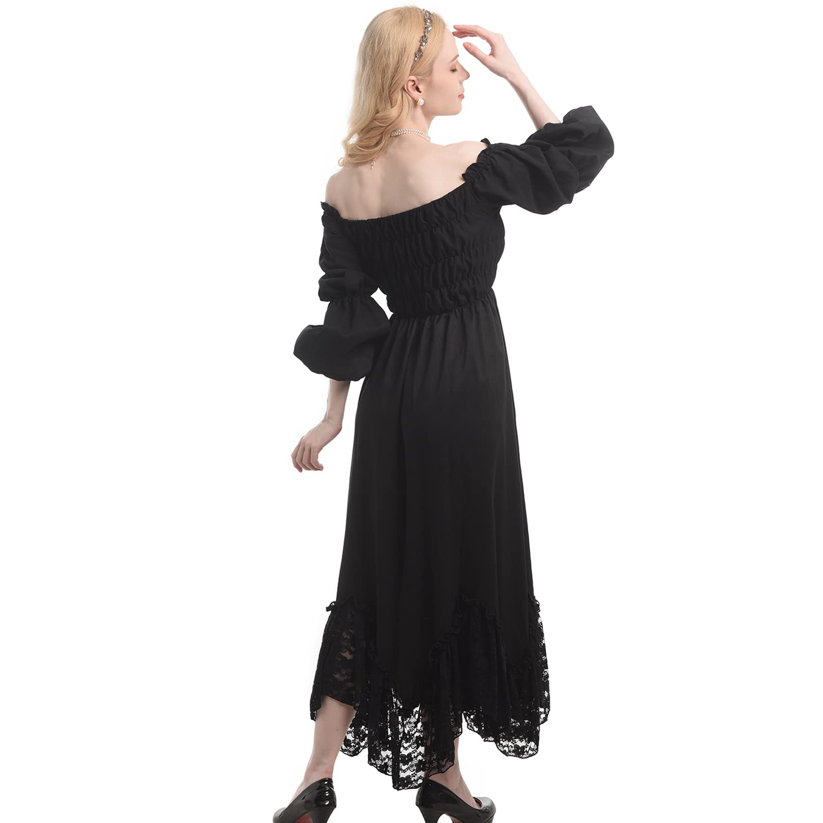 Victorian Gothic Witch Dress for Women - Elegant Renaissance Costume with Lace Details | Perfect for Medieval Weddings, Halloween & Cosplay Events