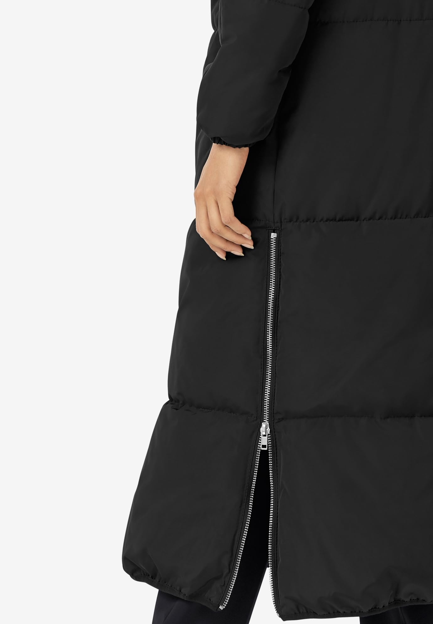 Ellos Women's Plus Size Maxi Side-Zip Puffer Jacket - Warm Winter Coat for Cold Weather, Outdoor Activities & Casual Wear
