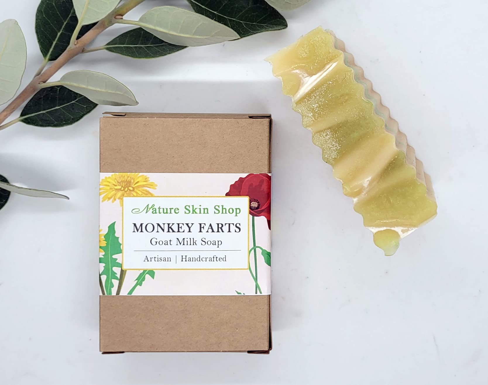 Monkey Farts Scented Goat Milk Soap Bar - All Natural Cold Process Handmade Soap for Sensitive Skin & Dry Skin Care - Perfect for Daily Bath, Shower & Gift Giving