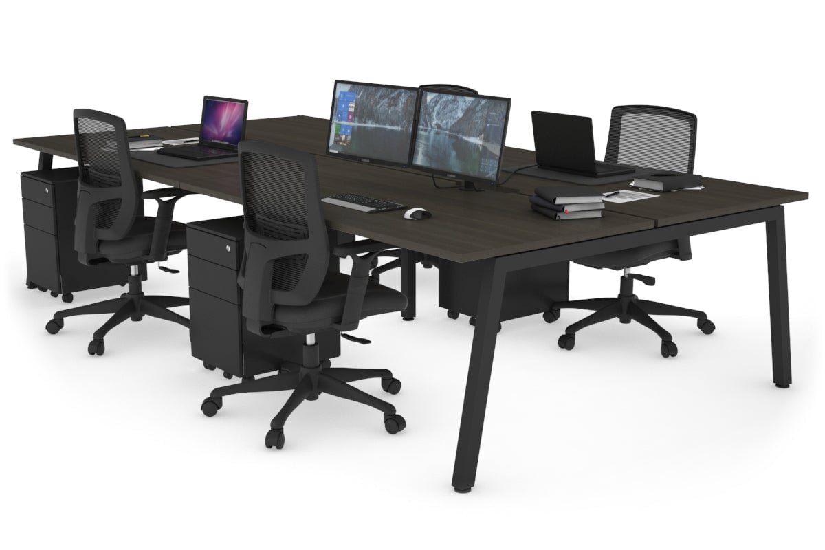 Quadro 4 Person Office Workstation Desk - 1400L x 800W with Cable Management - Perfect for Team Collaboration & Open Office Spaces