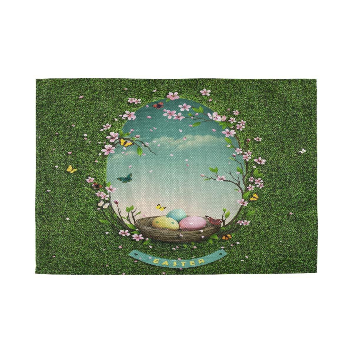 Blueangle Easter Eggs Spring Placemats Set of 6 - Non-Slip Heat Resistant Table Mats for Easter Decorations | Perfect for Holiday Dining, Party Table Settings & Seasonal Home Decor
