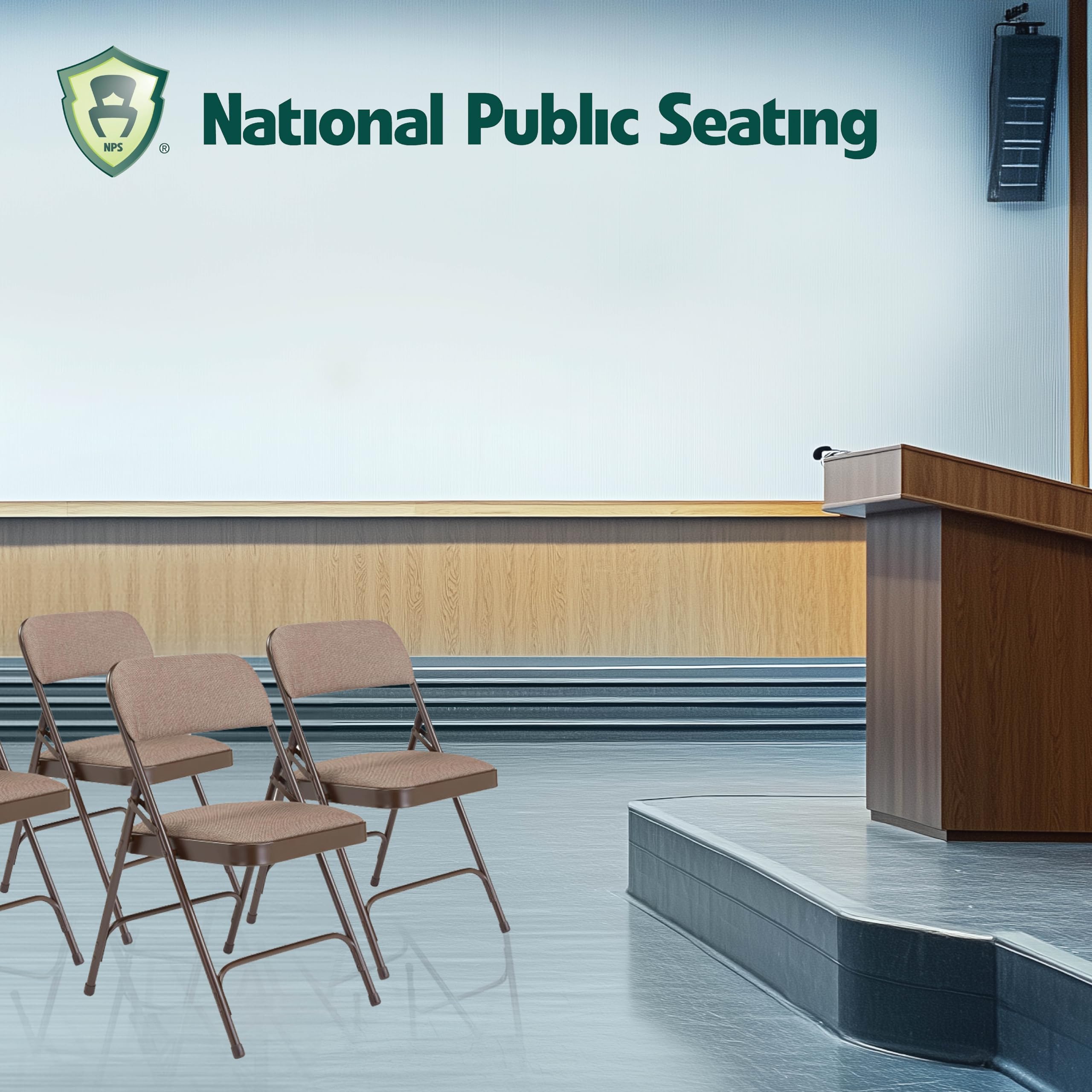 Premium Padded Folding Chairs Set of 4 – Heavy-Duty Portable Upholstered Chairs for Indoor & Outdoor Use – Comfortable Durable Foldable Seating for Parties, Weddings, Events & Camping – Russet Walnut Finish by National Public Seating