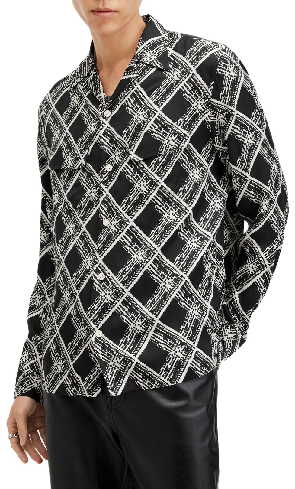 Breathable Men's Grid Long Sleeve Shirt - Comfortable Casual Button Up Shirt for Work, Outdoor & Travel | Lightweight Wrinkle-Resistant Office Wear
