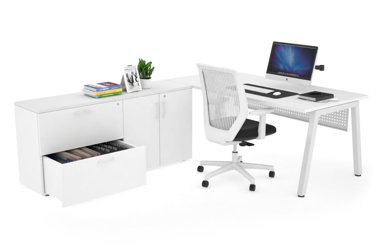 Quadro A Executive White Frame Office Chair [1800L x 700W] - Perfect for Conference Rooms, Home Offices & Executive Suites