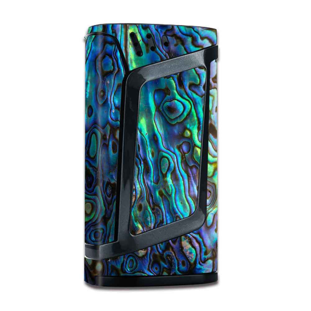 Premium Abalone Shell Green Swirl Blue Gold Smok Alien 220W Mod Skin - Stylish Protective Cover for Vape Enthusiasts | Perfect for Personalizing Your Vape Device at Home or On-the-Go