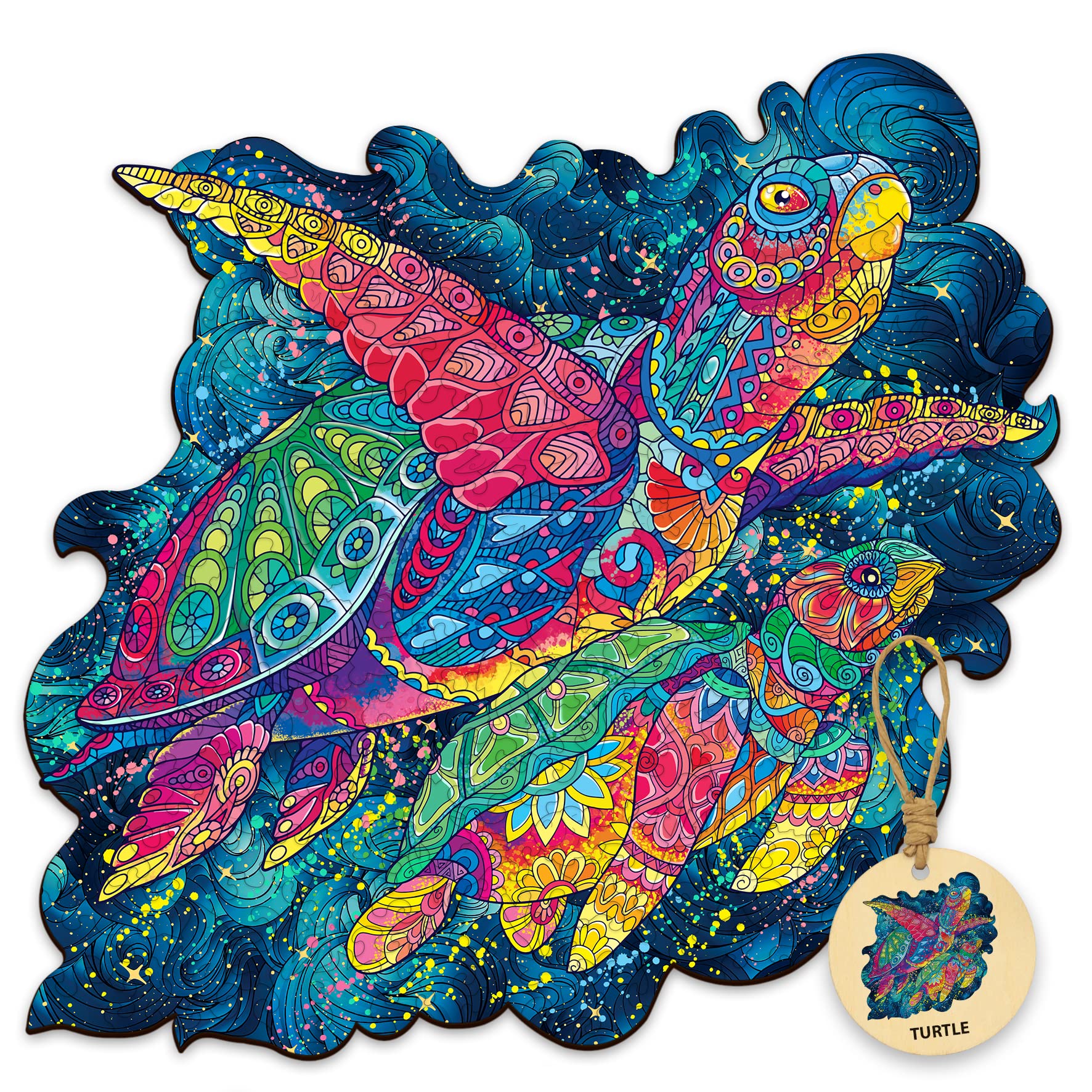 DEPLEE Unique Turtle Wooden Jigsaw Puzzle for Adults - 280-330 Pcs Large Animal Puzzle (31.8x32.8 inches) - Creative Challenge for Family & Friends | Perfect for Home Decor, Stress Relief, and Brain Teaser Games