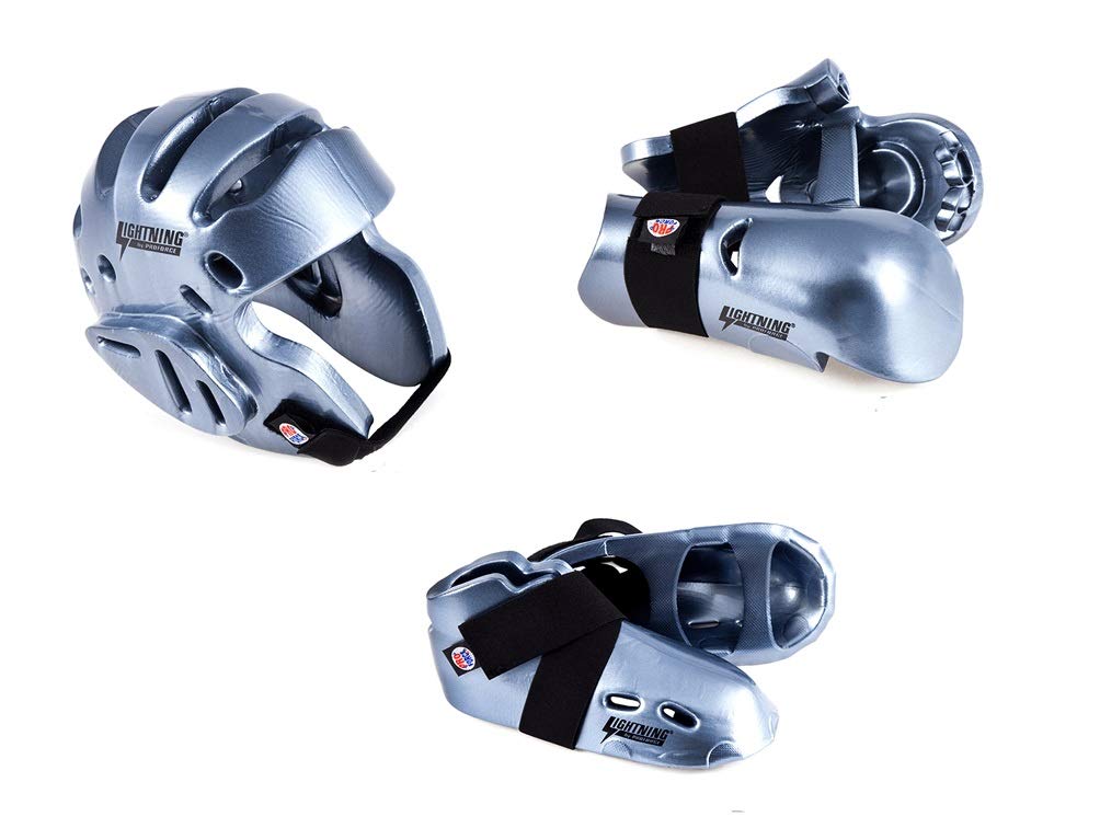 Proforce Lightning Silver Karate Sparring Gear Set - Kids Medium Size for Martial Arts Training & Competition - Perfect for Karate Classes, Tournaments & Practice Sessions