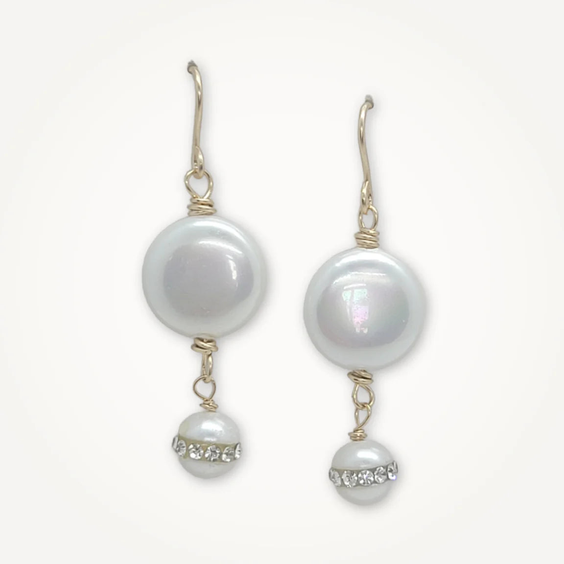 Sparkling Rhinestone & Pearl Coin Earrings for Women - Elegant Dangle Drop Earrings for Party, Wedding, and Special Occasions