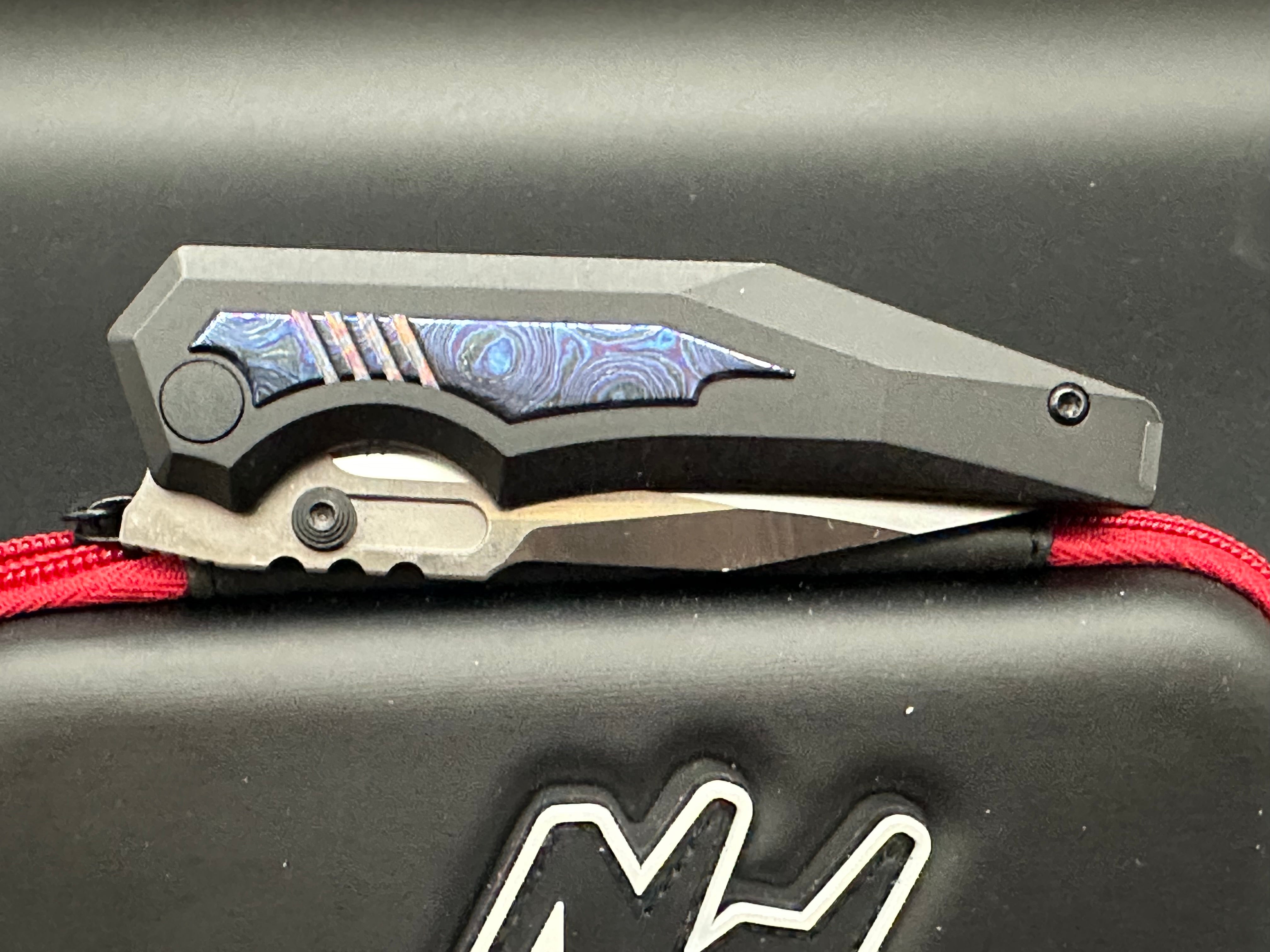 Arcane Preytheon Black Titanium Handle with Timascus Inlays - Premium EDC Pocket Knife for Outdoor, Camping & Everyday Carry