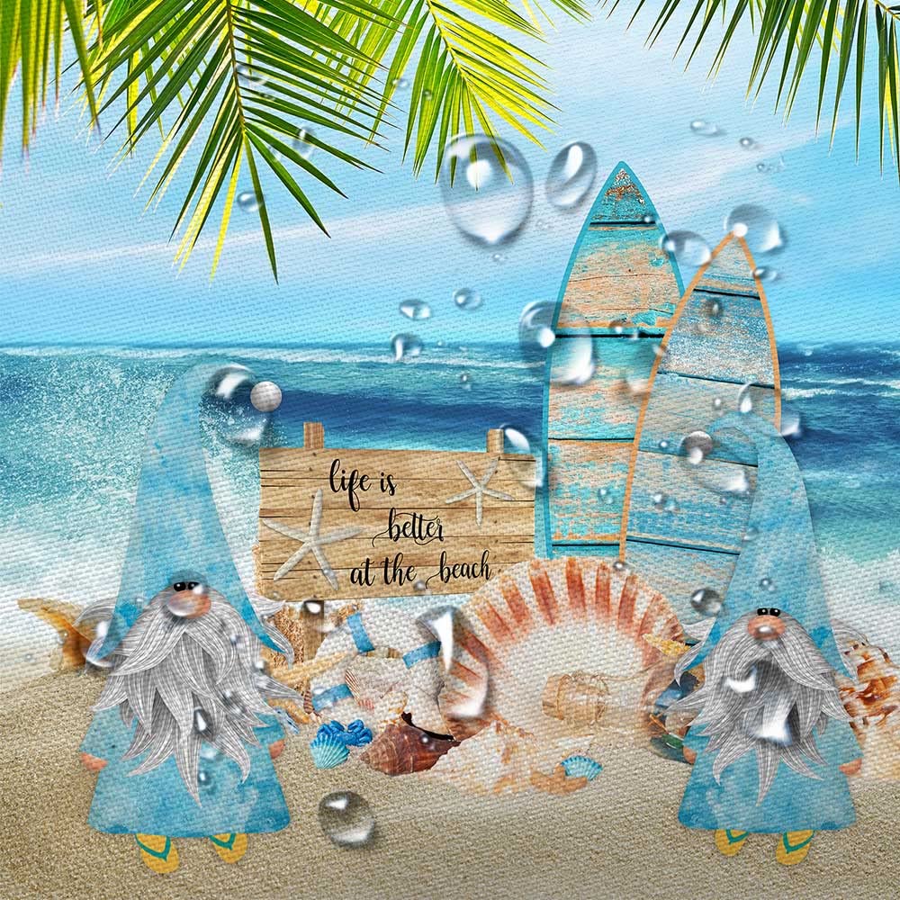 Waterproof Beach Shower Curtain Set - Tropical Ocean Seaside Bathroom Decor with Surfing Gnomes Design, 60x70 Inch Funny Coastal Theme Shower Curtain for Kids & Bathrooms | Perfect for Beach Houses, Vacation Rentals & Summer Home Decor