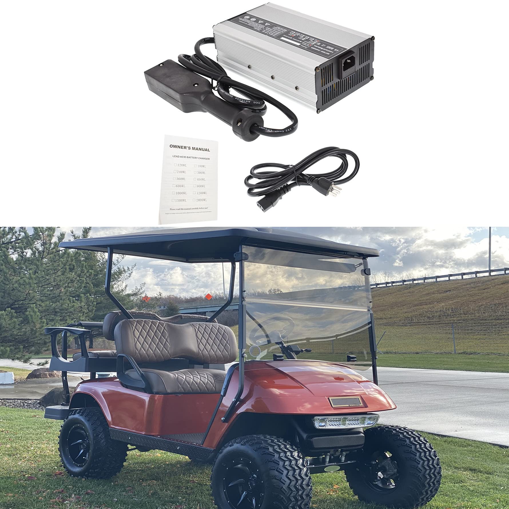 36V 18A Golf Cart Battery Charger Replacement for EZGO TXT, Club Car & Yamaha - Trickle Charge & Fast Charging - Perfect for Golf Courses, Resorts & Home Use