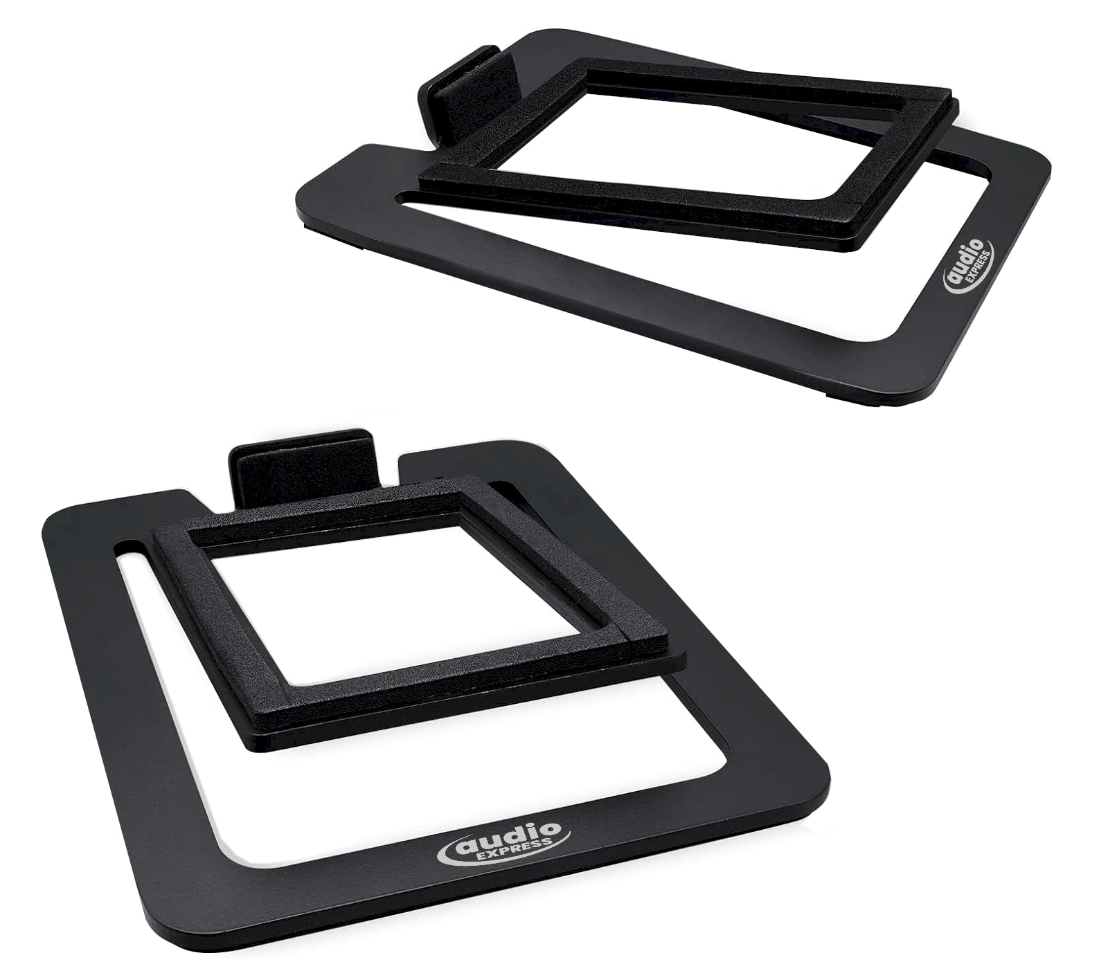 Heavy-Duty Metal Speaker Stands for Desktop - 20° Tilted Speaker Risers for PC, Bookshelf & Studio Monitor Speakers | Freestanding Design for Gaming & Multimedia Setup | Perfect for Home Office, Studio & Gaming Stations (Pair)