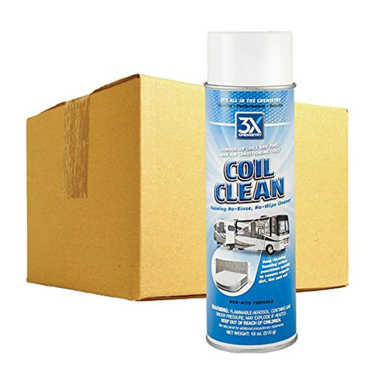 3X Chemistry 13795 Foaming Coil Cleaner - 18 oz (Case of 12) | HVAC System Maintenance, Air Conditioner & Refrigerator Coil Cleaning Solution