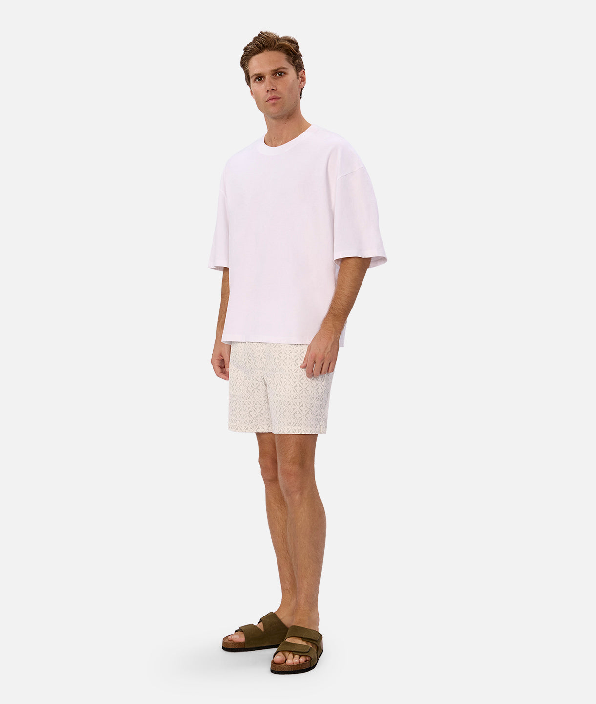Avila Swim Shorts for Men - Quick-Dry White & Sage Swim Trunks - Perfect for Beach, Pool, and Summer Vacations