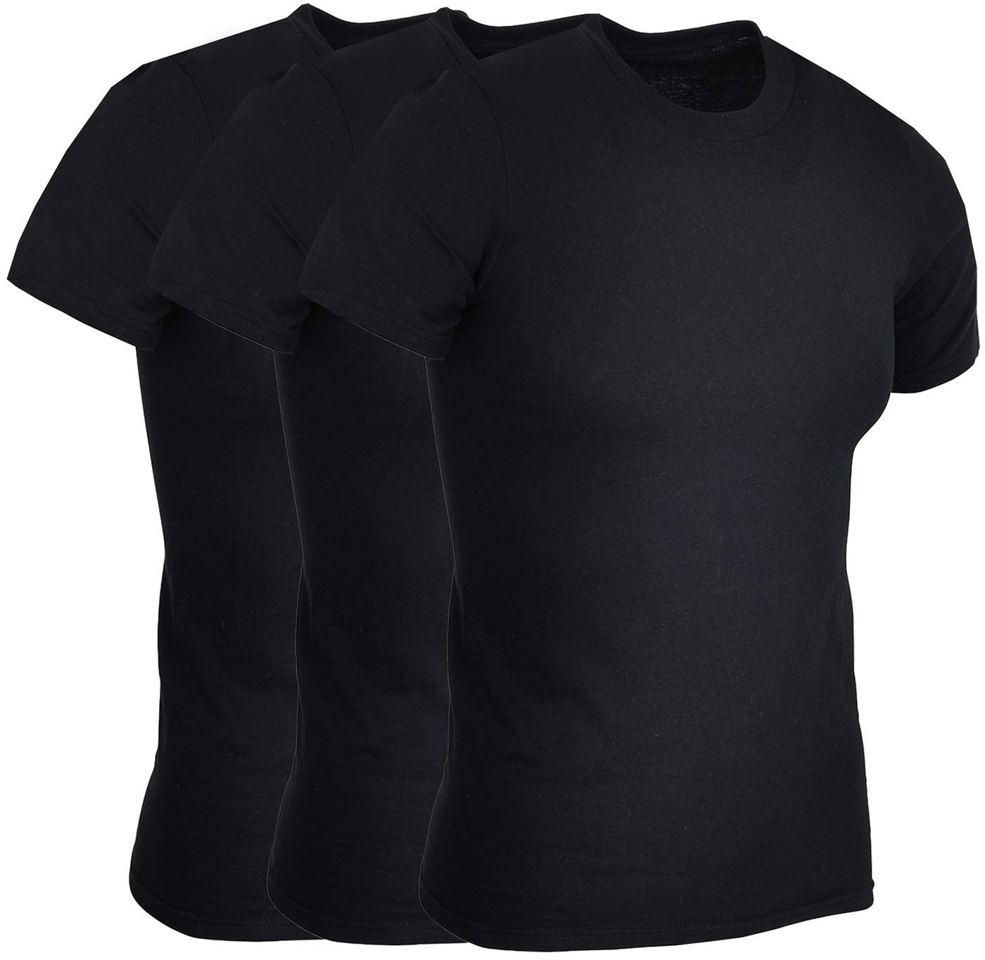 BILLIONHATS 3 Pack Men's Cotton Short Sleeve T-Shirts - Soft Lightweight Crew Neck Tees for Men (Black) - Perfect for Casual Wear, Gym & Everyday Outfits