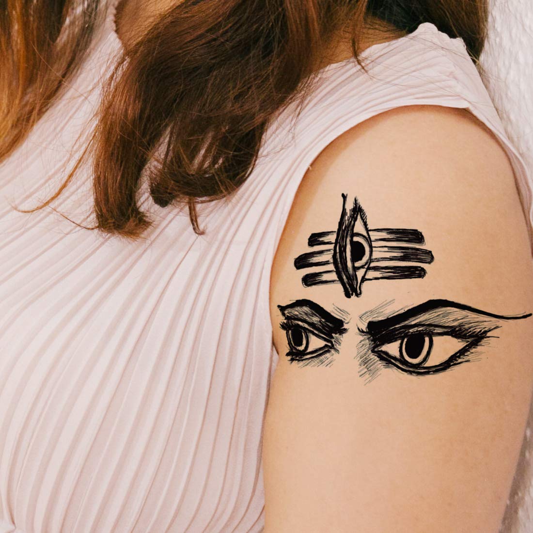 Voorkoms® Shiv Eye Tattoo - Waterproof Temporary Body Tattoo Stickers for Halloween, Cosplay & Parties - Lasts 7 Days, Easy to Apply & Remove