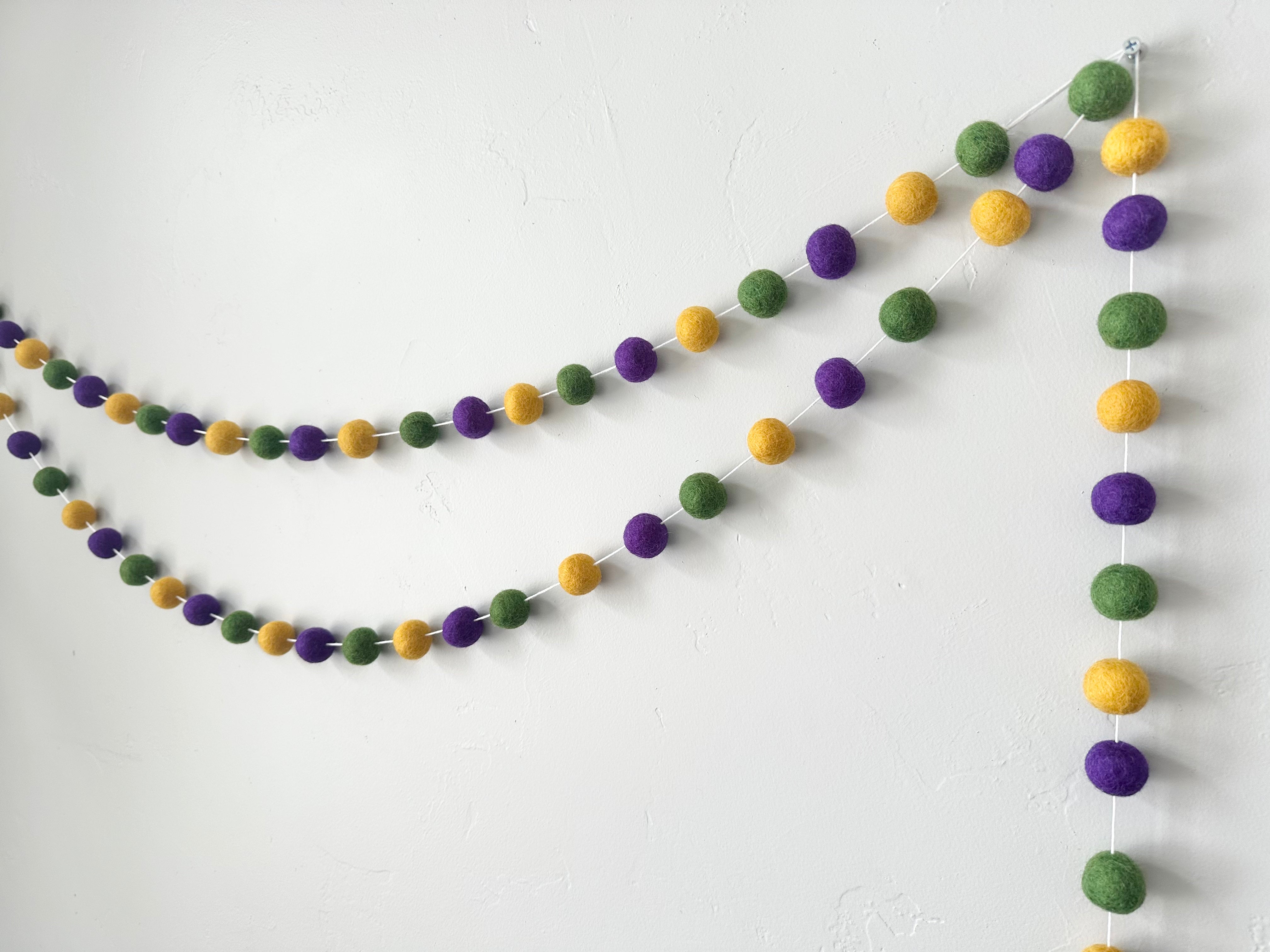 Regal Mardi Gras Beaded Garland - Purple Gold & Green Party Decorations for Festive Celebrations, Home Decor & Carnival Events
