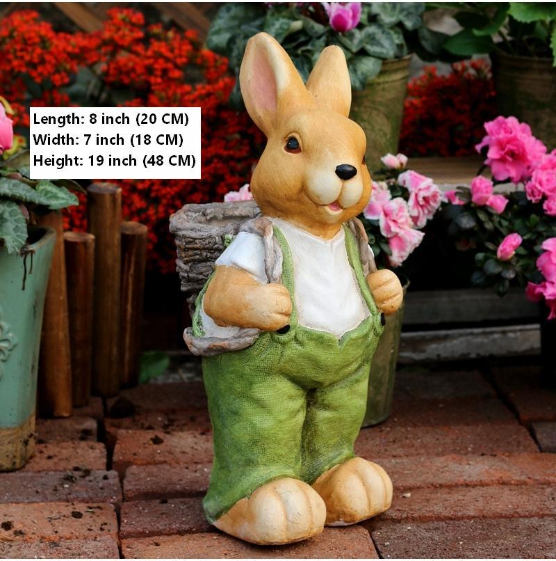 Large Rabbit Garden Statue - Outdoor Bunny Flower Pot Decor, Animal Statues for Yard & Patio | Perfect for Spring Gardening, Lawn Ornaments & Backyard Decoration Ideas