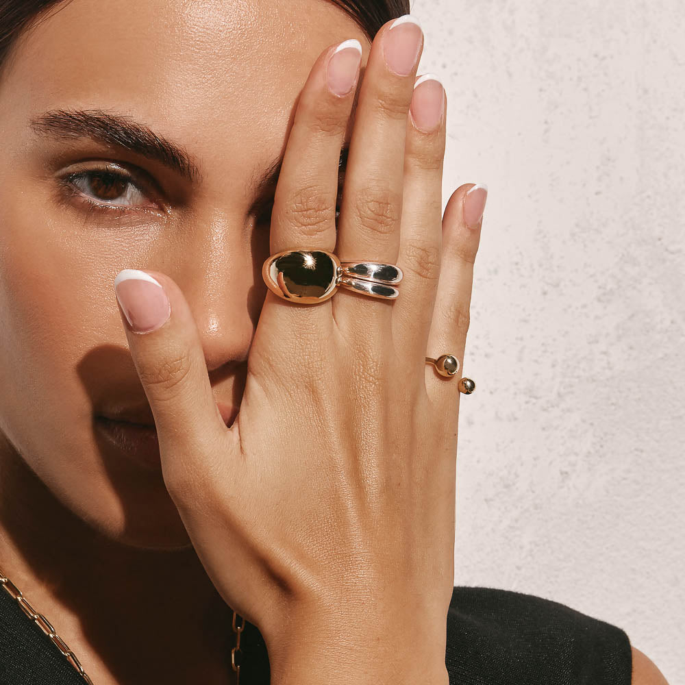 Gold Ball Dome Ring - Elegant Stackable Jewelry for Women, Perfect for Everyday Wear & Special Occasions